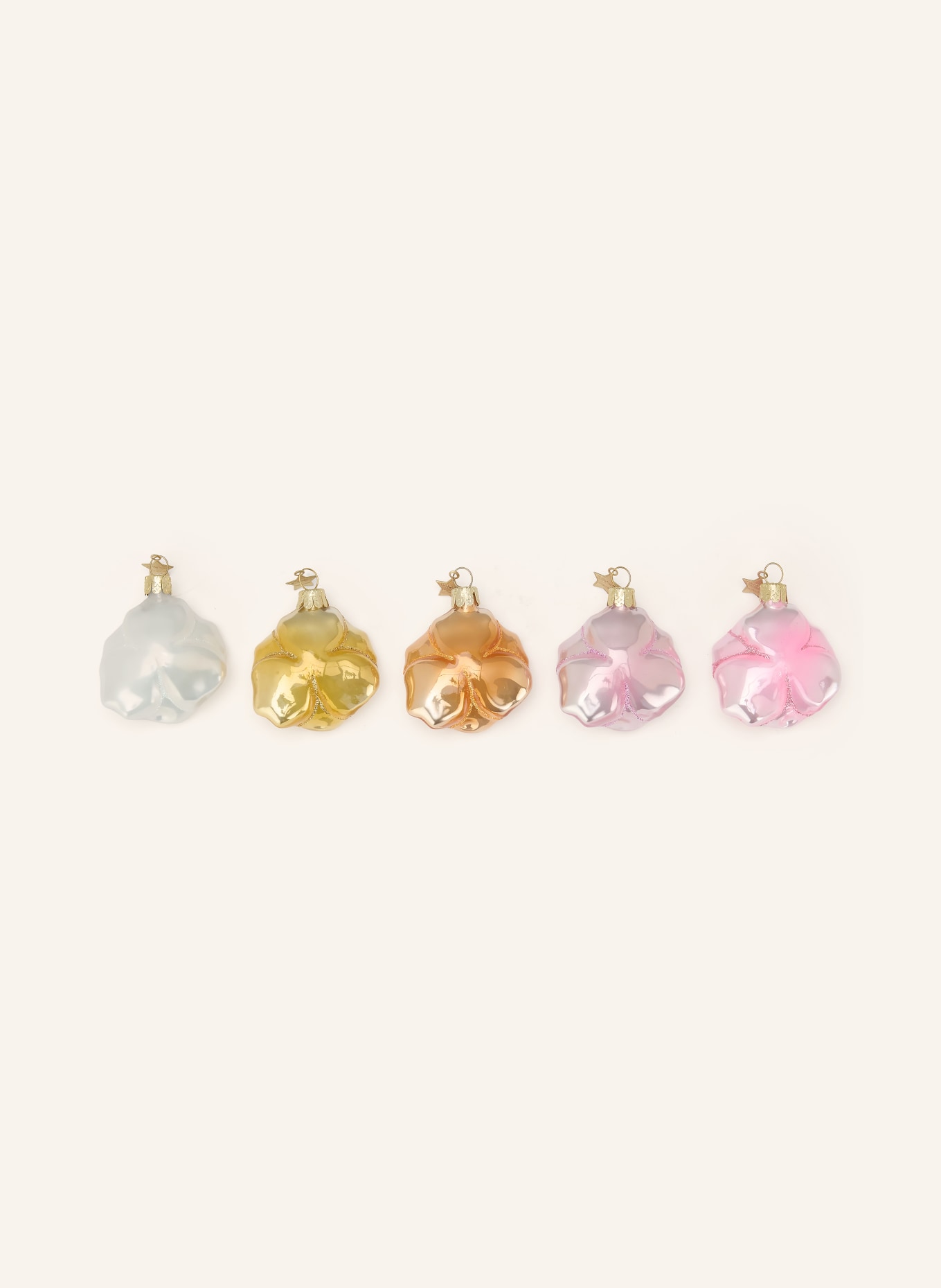 VONDELS 5-piece set of decorative pendants FANCY FLOWERS: GOLD / PINK / ORANGE