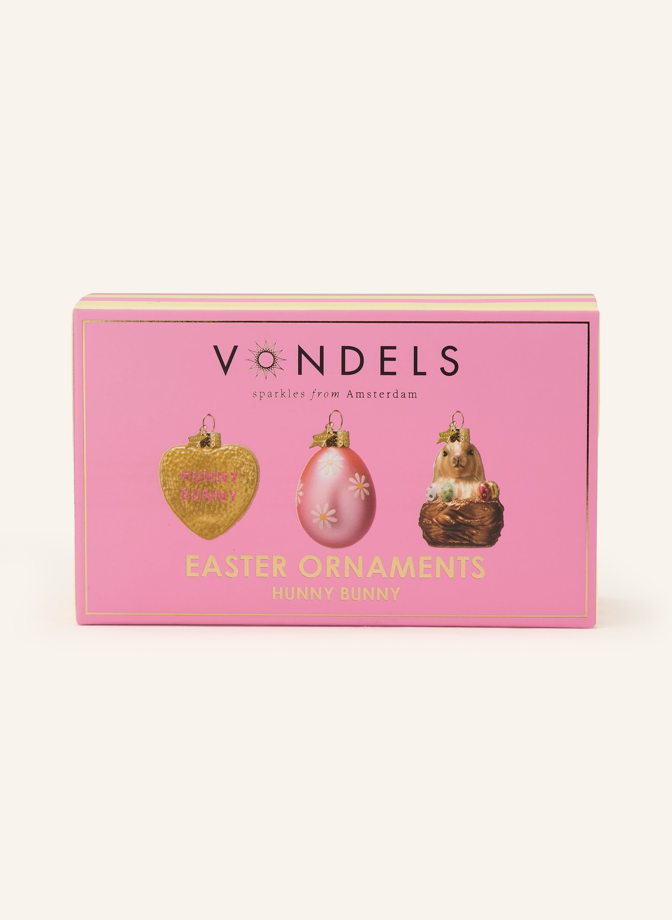 VONDELS 3-piece set of decorative pendants HUNNY BUNNY: GOLD / BROWN / PINK