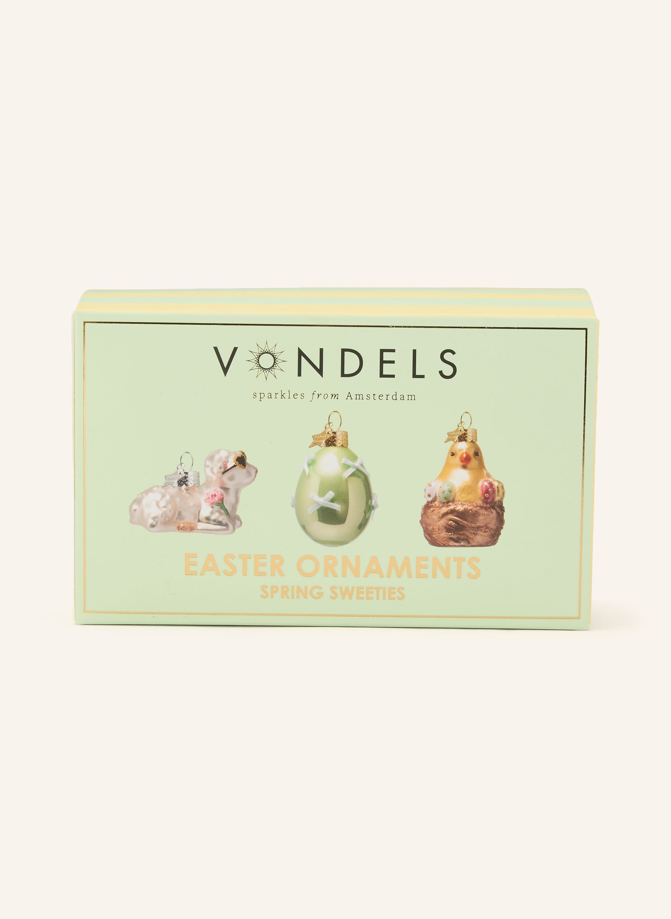 VONDELS 3-piece set of decorative pendants SPRING SWEETIES: GOLD / SILVER / MINT