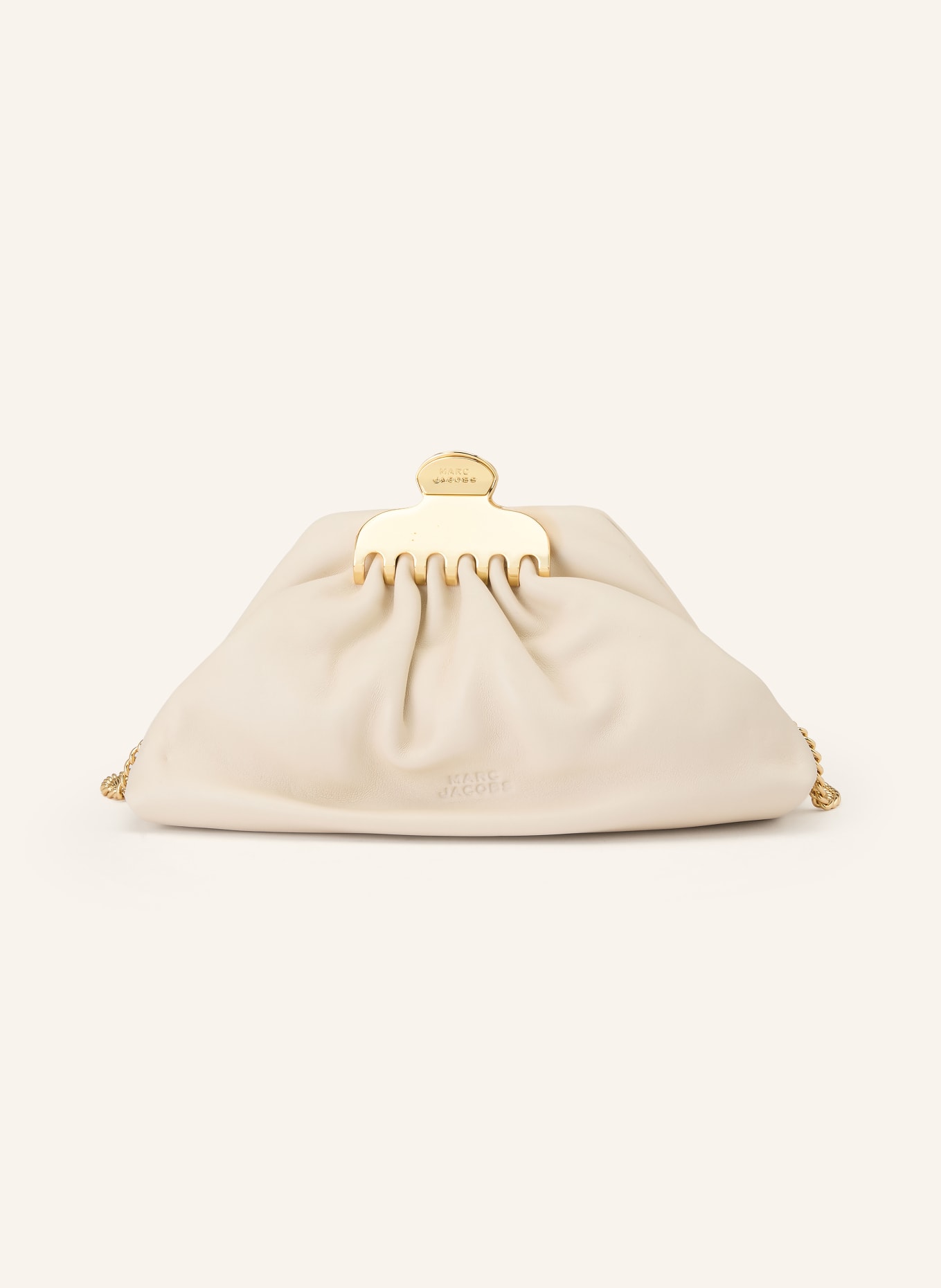 MARC JACOBS Pochette THE GLAM SMALL CLUTCH BAG: CRÈME / OR