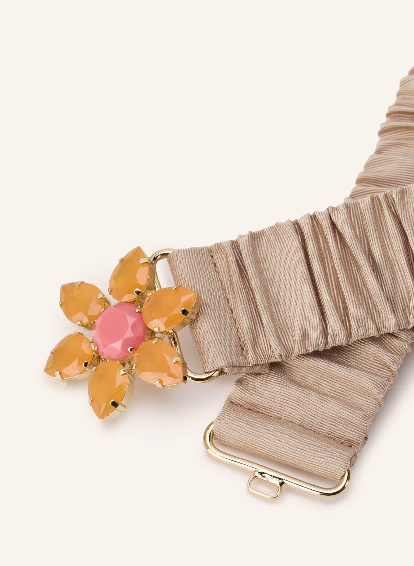 sara roka Gürtel PENELOPE mit Schmuckstein: HELLBRAUN / GOLD / ORANGE