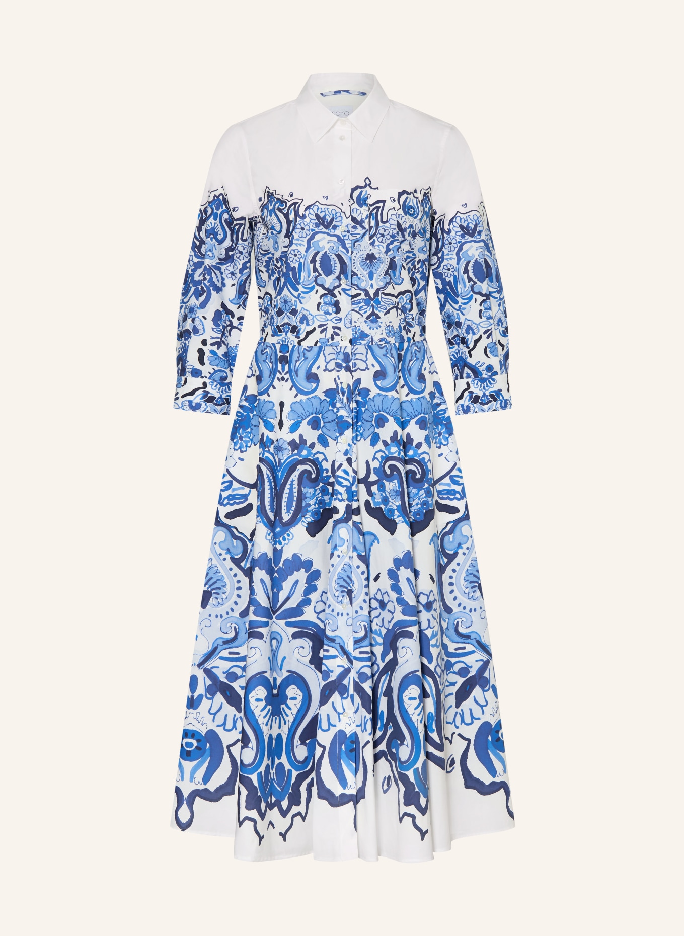 sara roka Sukienka koszulowa NYDIA z rękawami 3/4: BIAŁY / GRANATOWY / NIEBIESKI