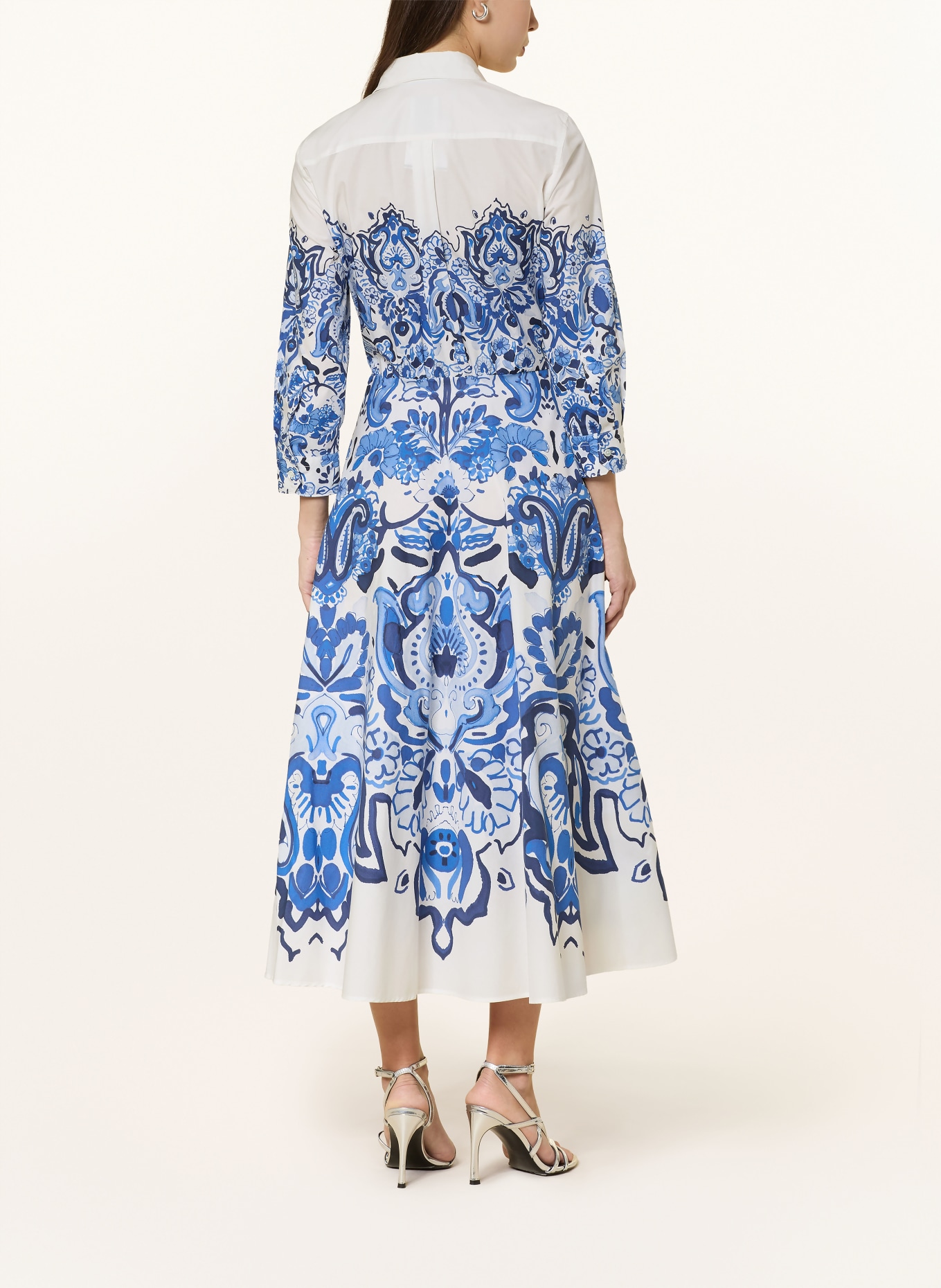 sara roka Sukienka koszulowa NYDIA z rękawami 3/4: BIAŁY / GRANATOWY / NIEBIESKI