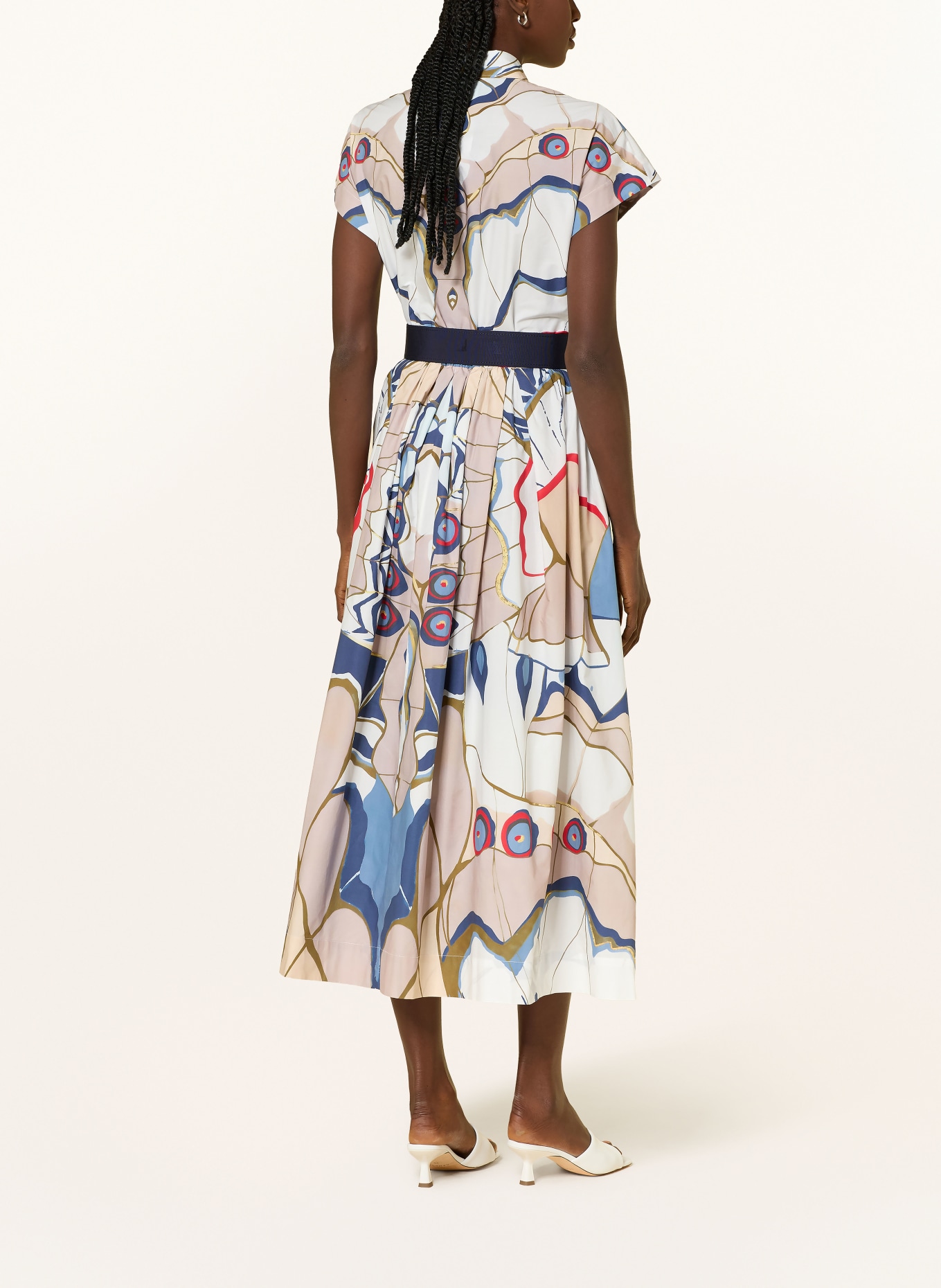 sara roka Hemdblusenkleid EDRINA: WEISS / BEIGE / BLAU