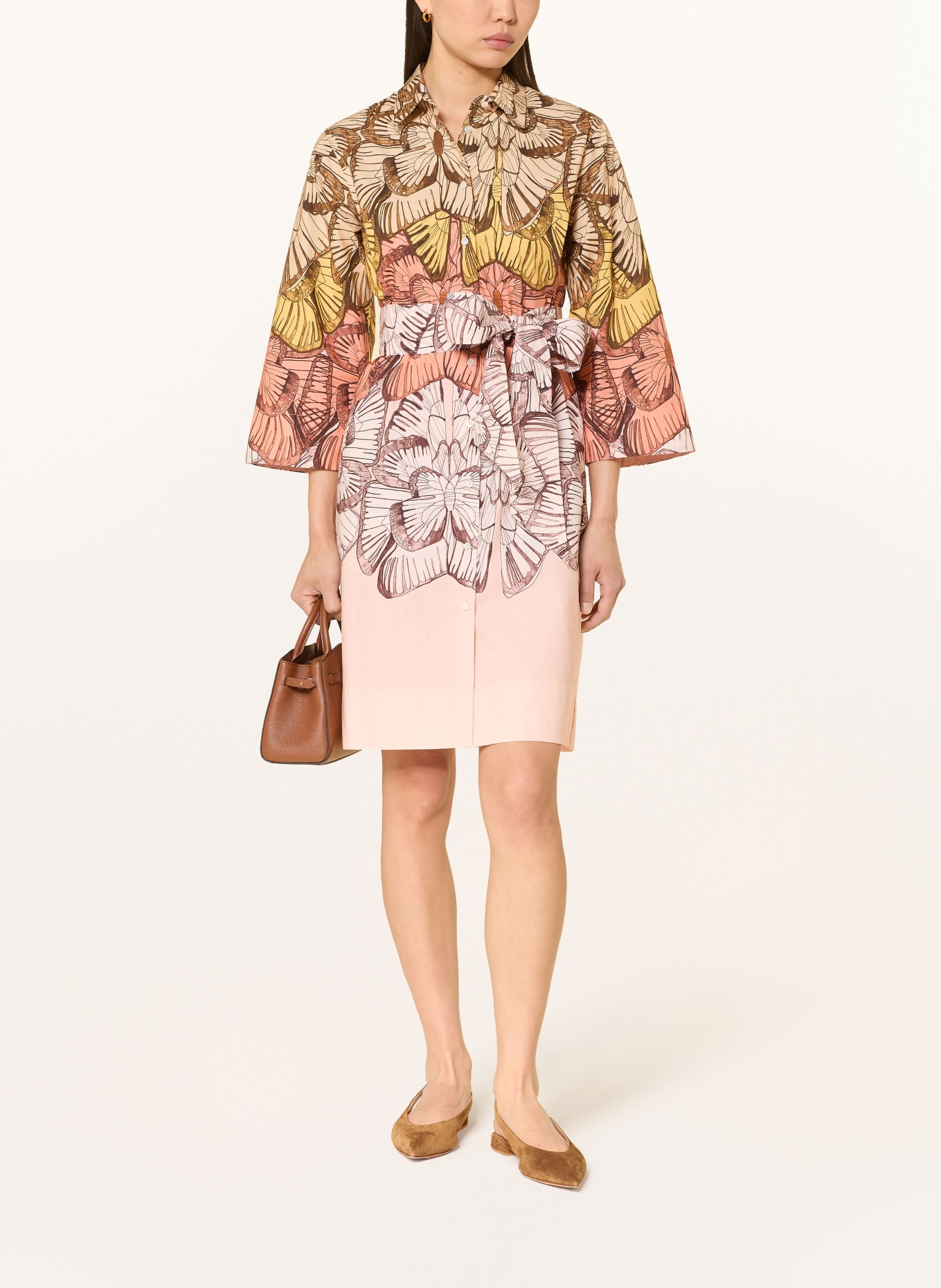 sara roka Overhemdjurk met 3/4-mouwen: ROSE CLAIR / ZALM / GEEL