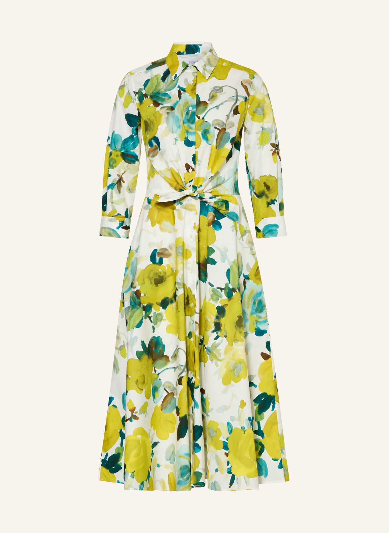 sara roka Sukienka koszulowa DRALLA z rękawami 3/4: ECRU / CIEMNOŻÓŁTY / PETROL