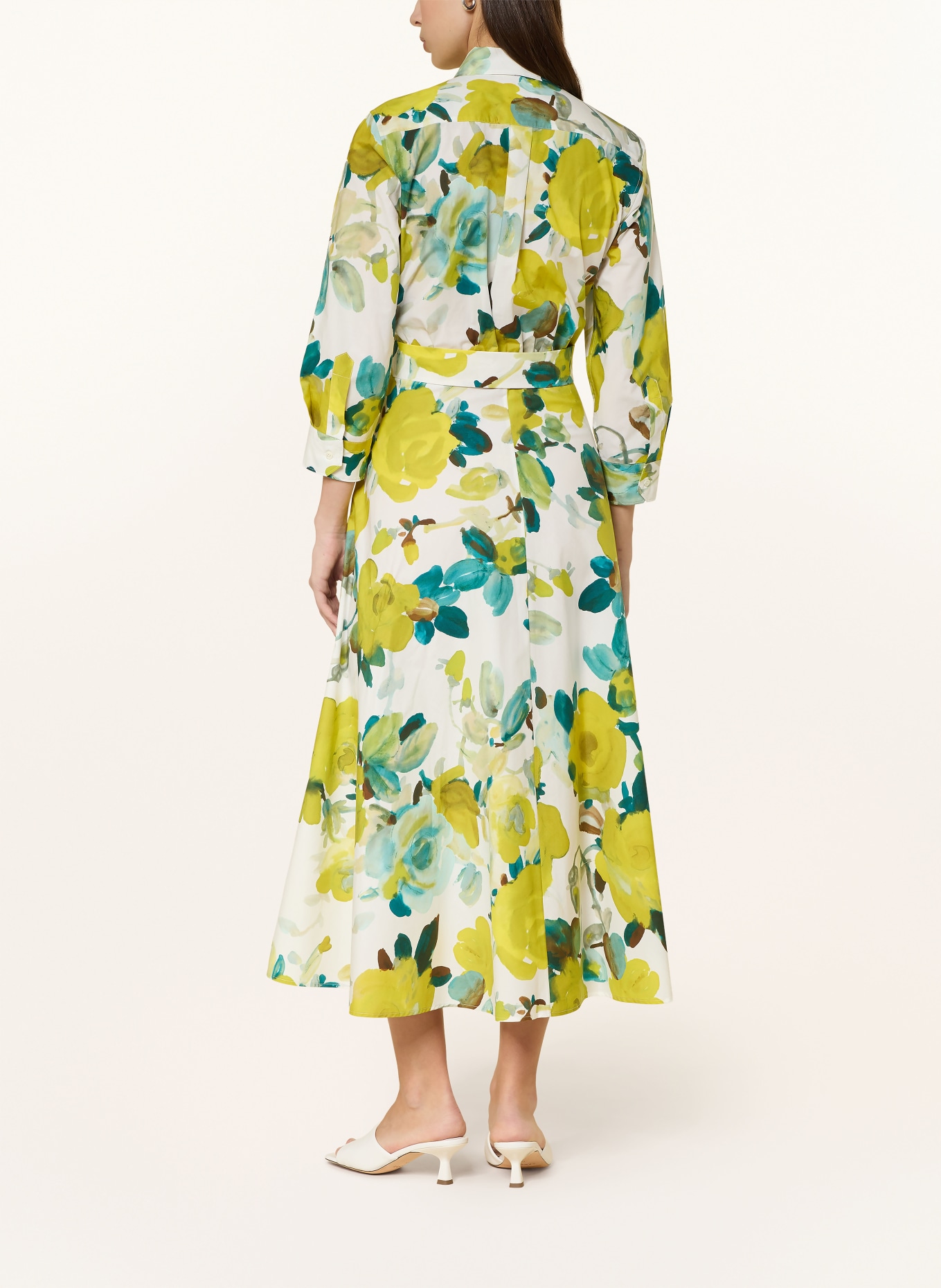 sara roka Sukienka koszulowa DRALLA z rękawami 3/4: ECRU / CIEMNOŻÓŁTY / PETROL