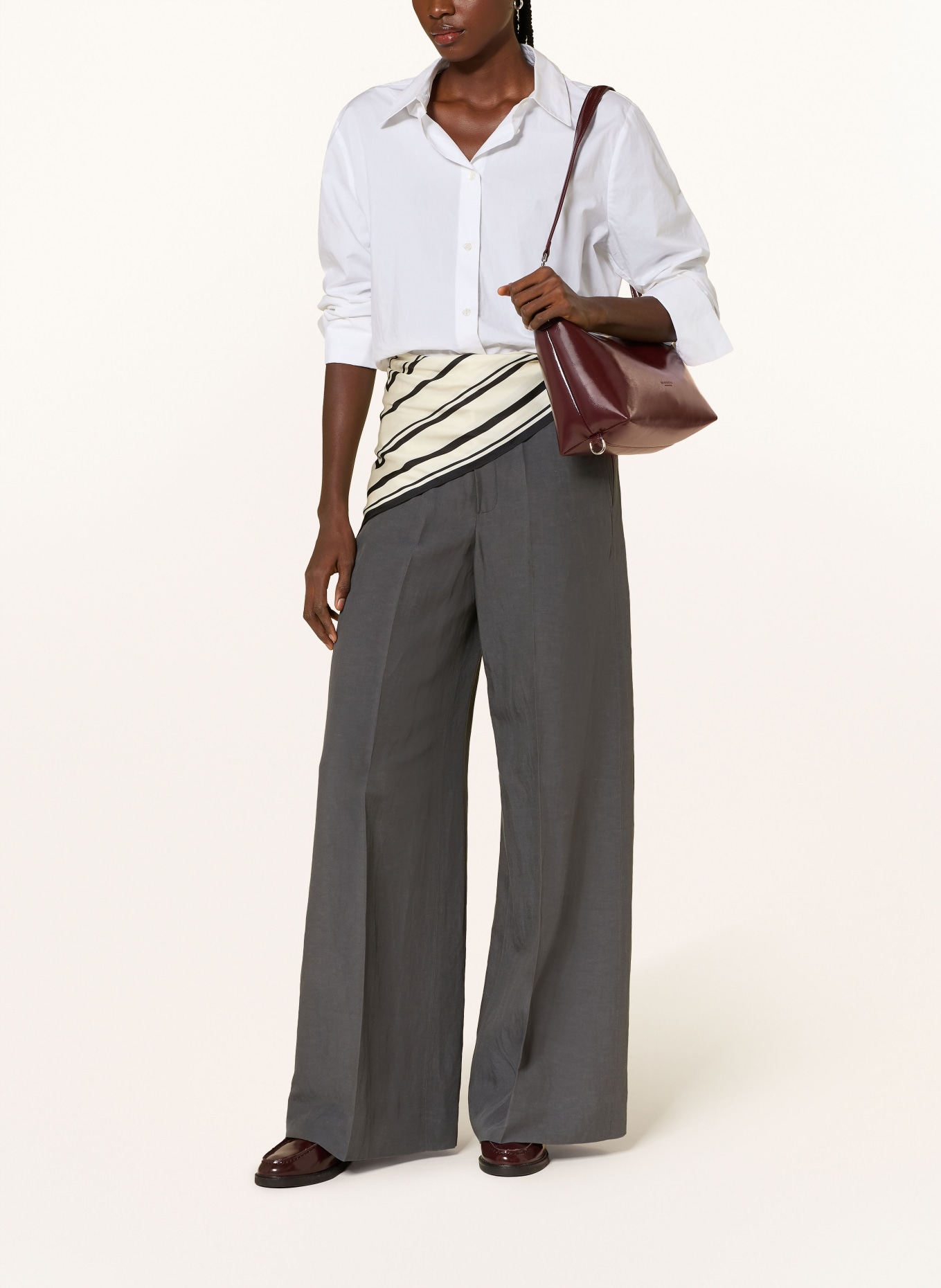 ROSSI Marlenehose IVON mit Leinen: DUNKELGRAU