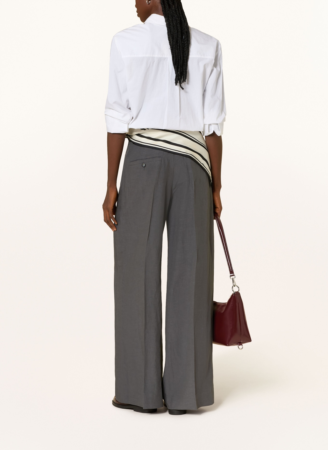 ROSSI Marlenehose IVON mit Leinen: DUNKELGRAU