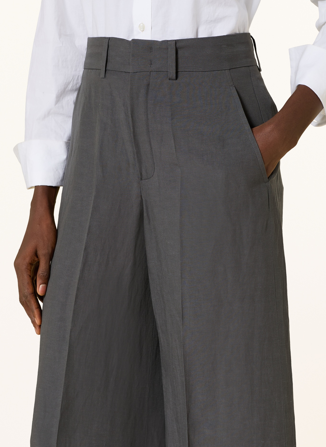 ROSSI Marlenehose IVON mit Leinen: DUNKELGRAU