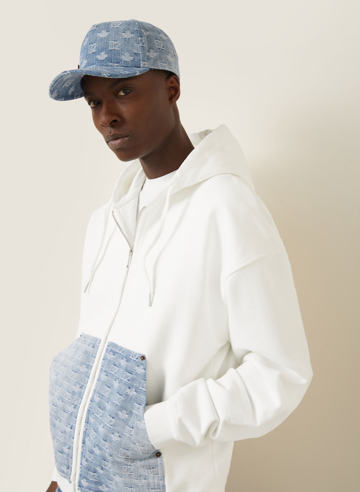 DSQUARED2 Sweat jacket in a mix of materials: WHITE