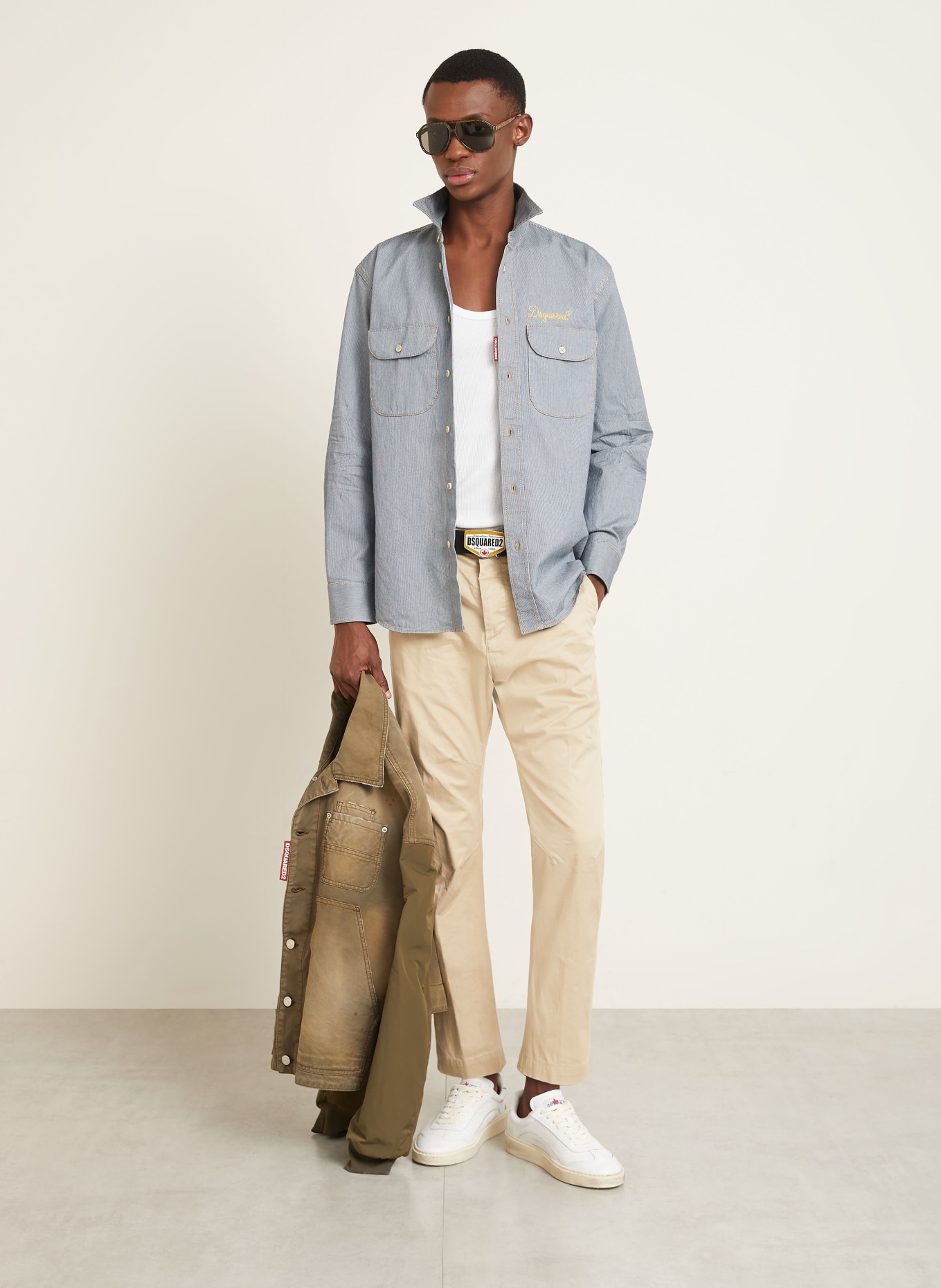 DSQUARED2 Hemd Comfort Fit: BLAU / WEISS