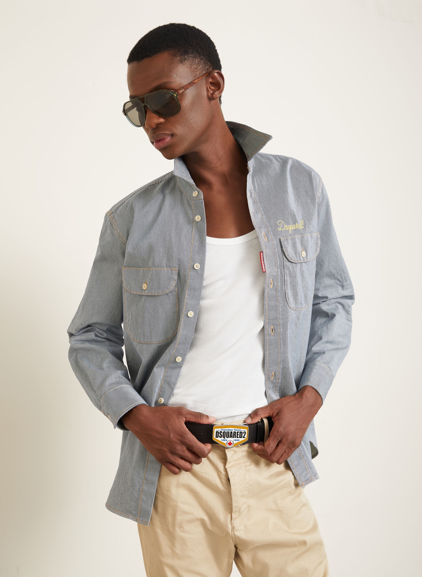 DSQUARED2 Hemd Comfort Fit: BLAU / WEISS