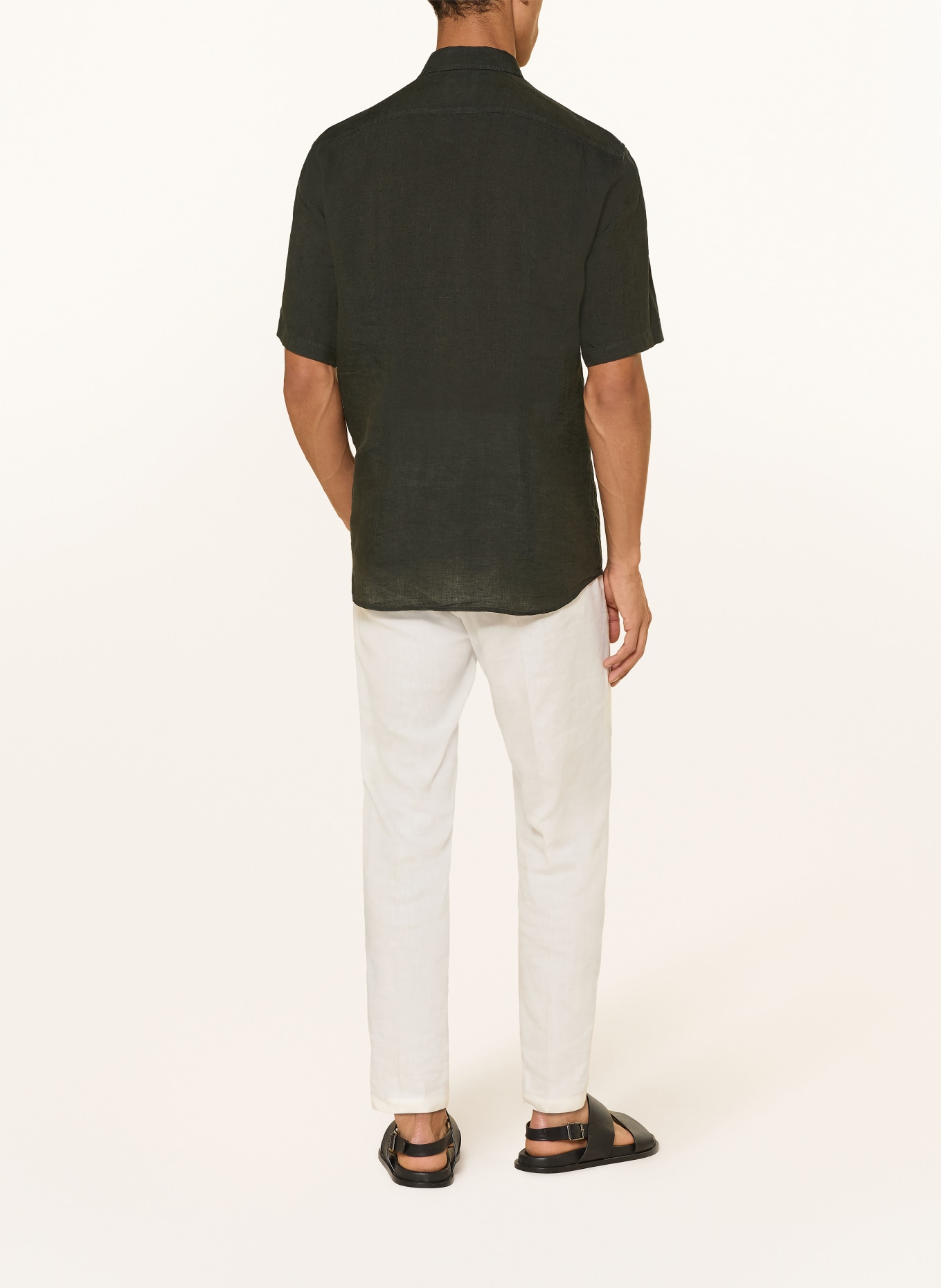 BOGNER Kurzarm-Hemd LYKOS-5 Comfort Fit aus Leinen: DUNKELGRÜN