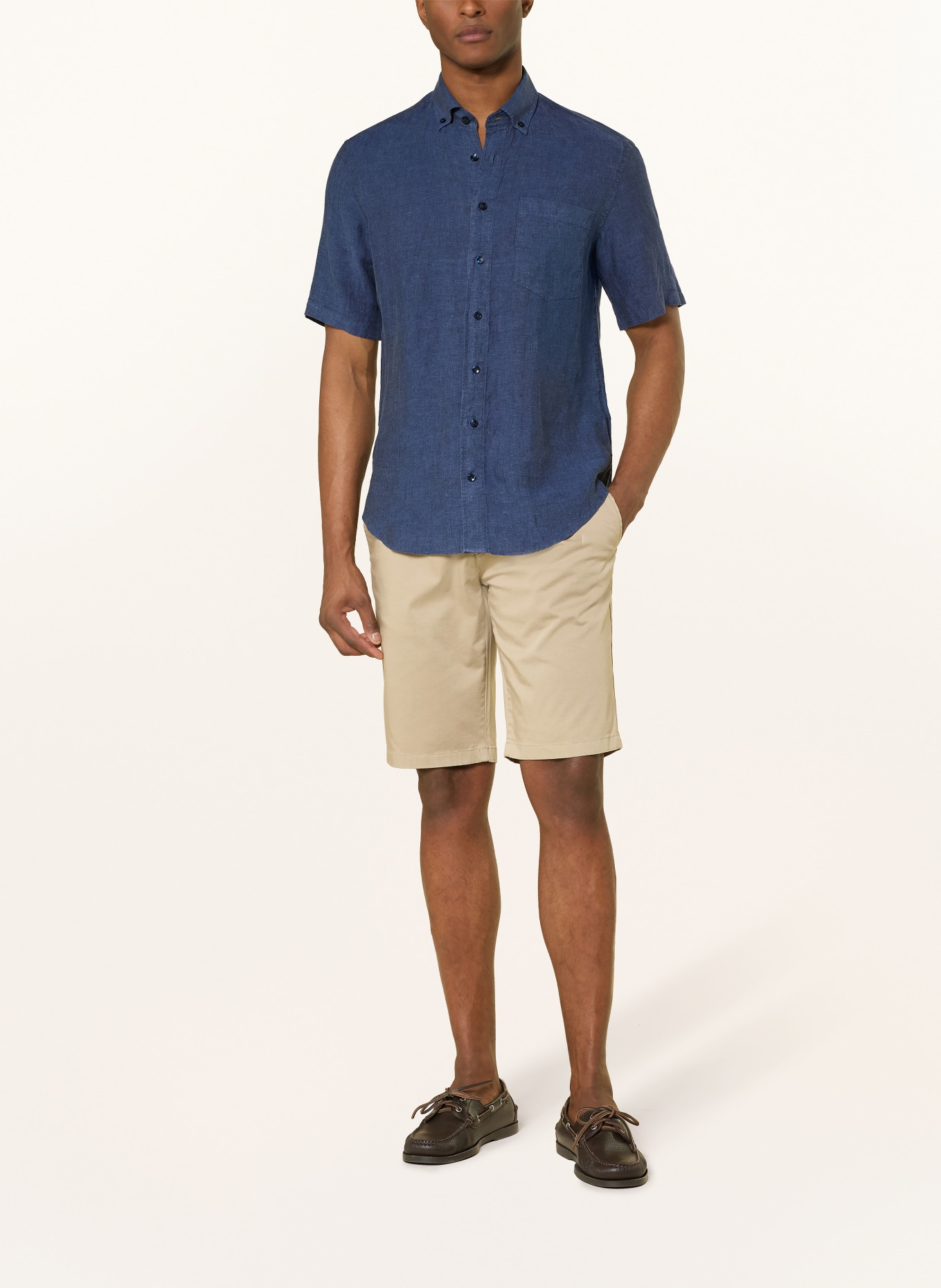 BOGNER Koszula z krótkim rękawem LYKOS-5 Comfort Fit z lnu: NIEBIESKI