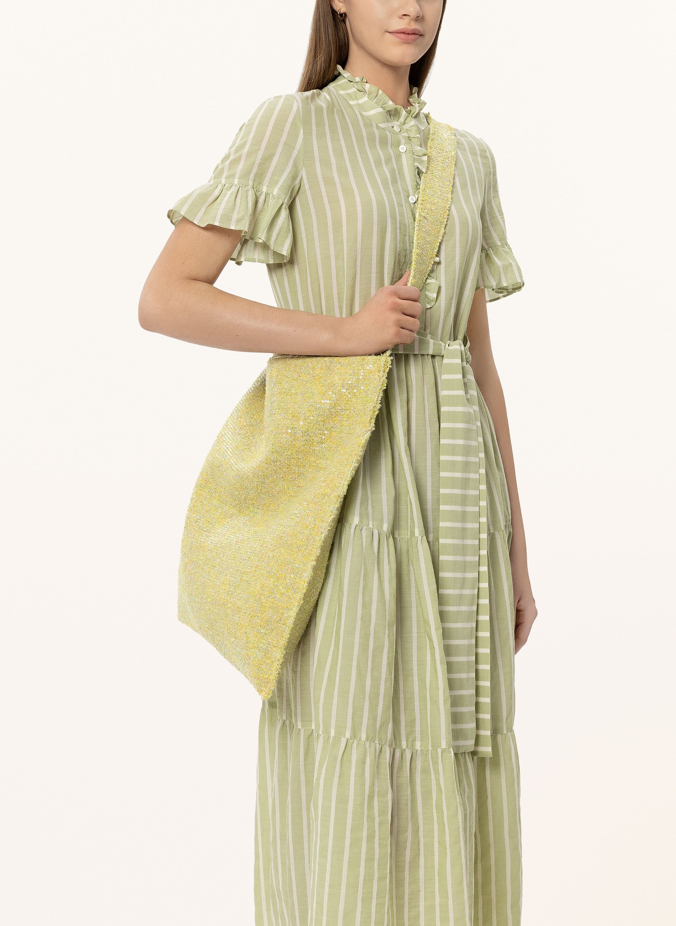 LUISA CERANO Shopper with sequins: LIGHT GREEN