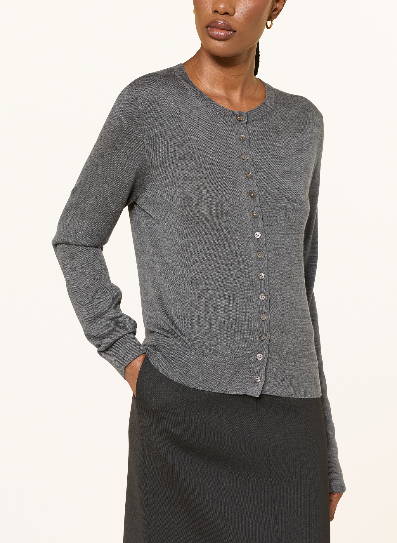 ALMADA LABEL Strickjacke HAYLA mit Seide: DUNKELGRAU