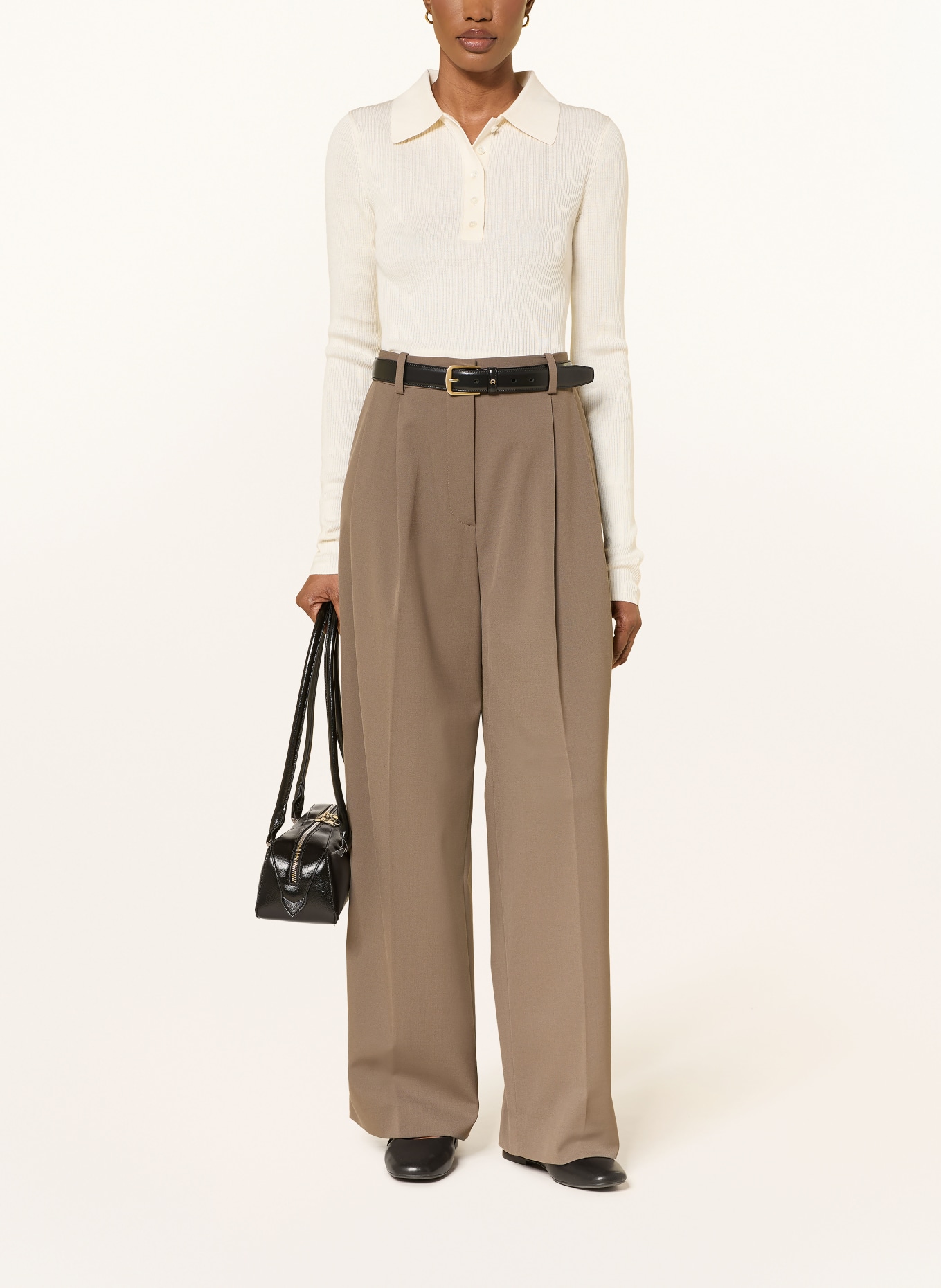 ALMADA LABEL Strick-Poloshirt JULES mit Seide: CREME