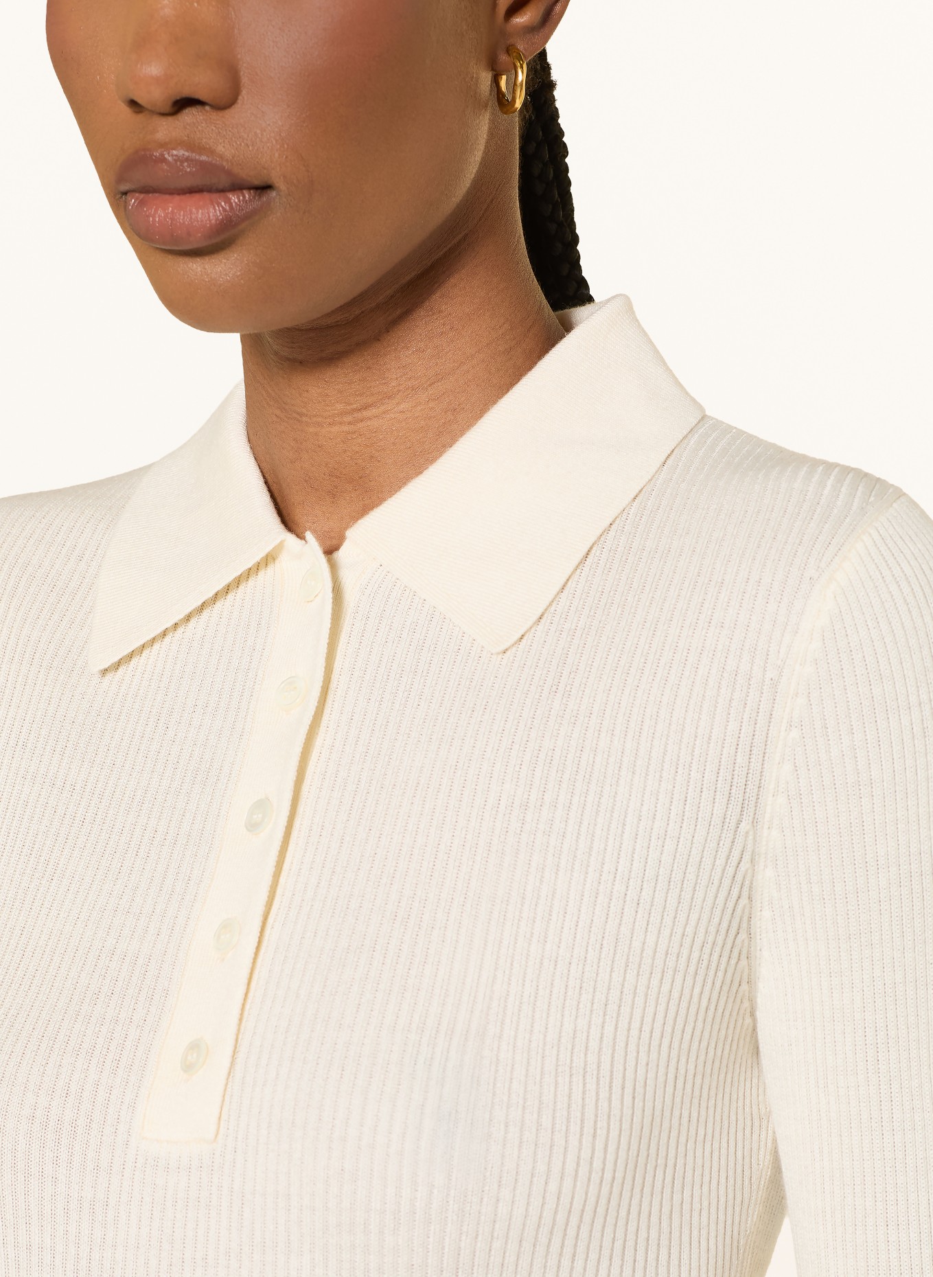ALMADA LABEL Strick-Poloshirt JULES mit Seide: CREME