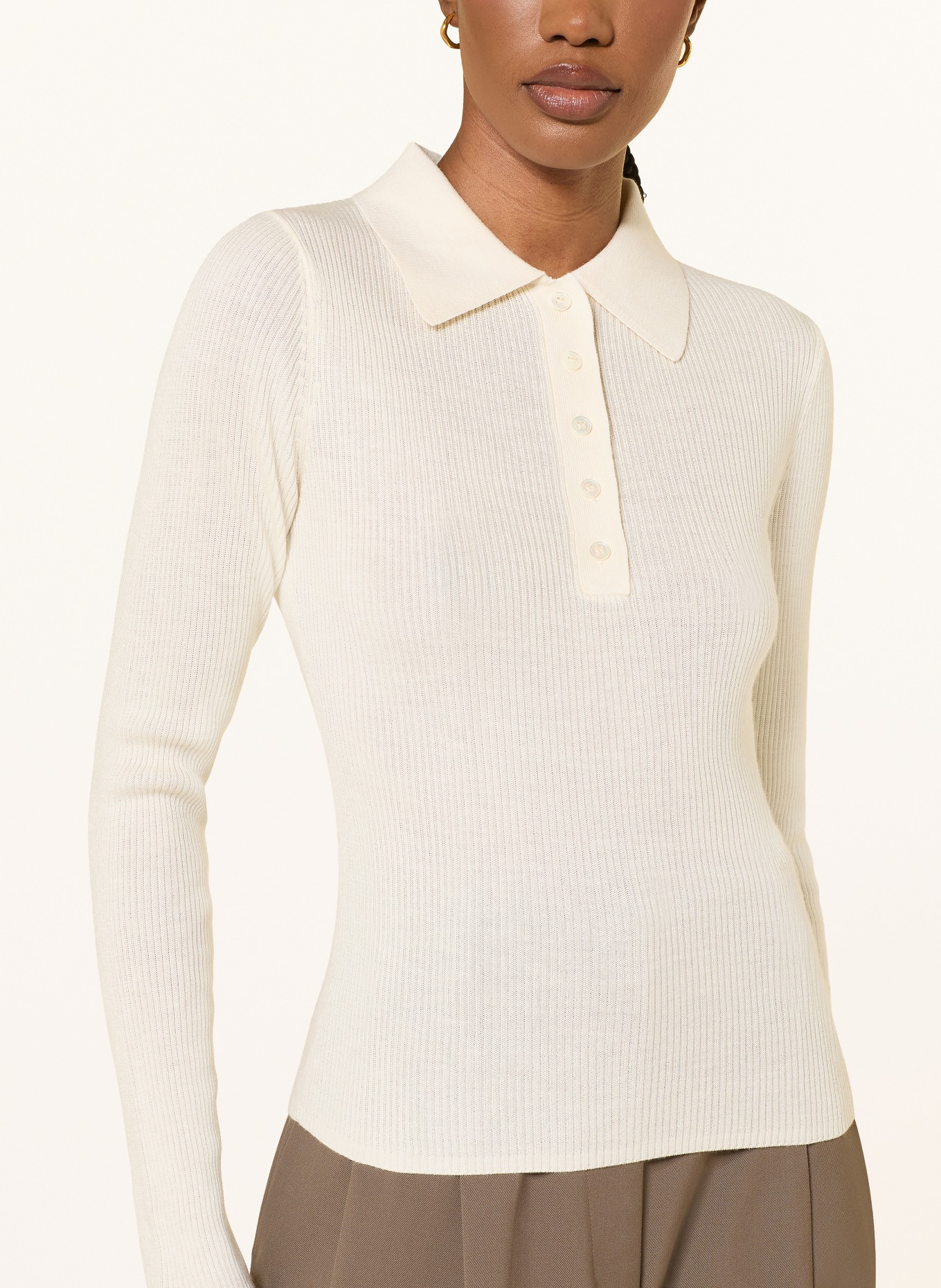 ALMADA LABEL Strick-Poloshirt JULES mit Seide: CREME