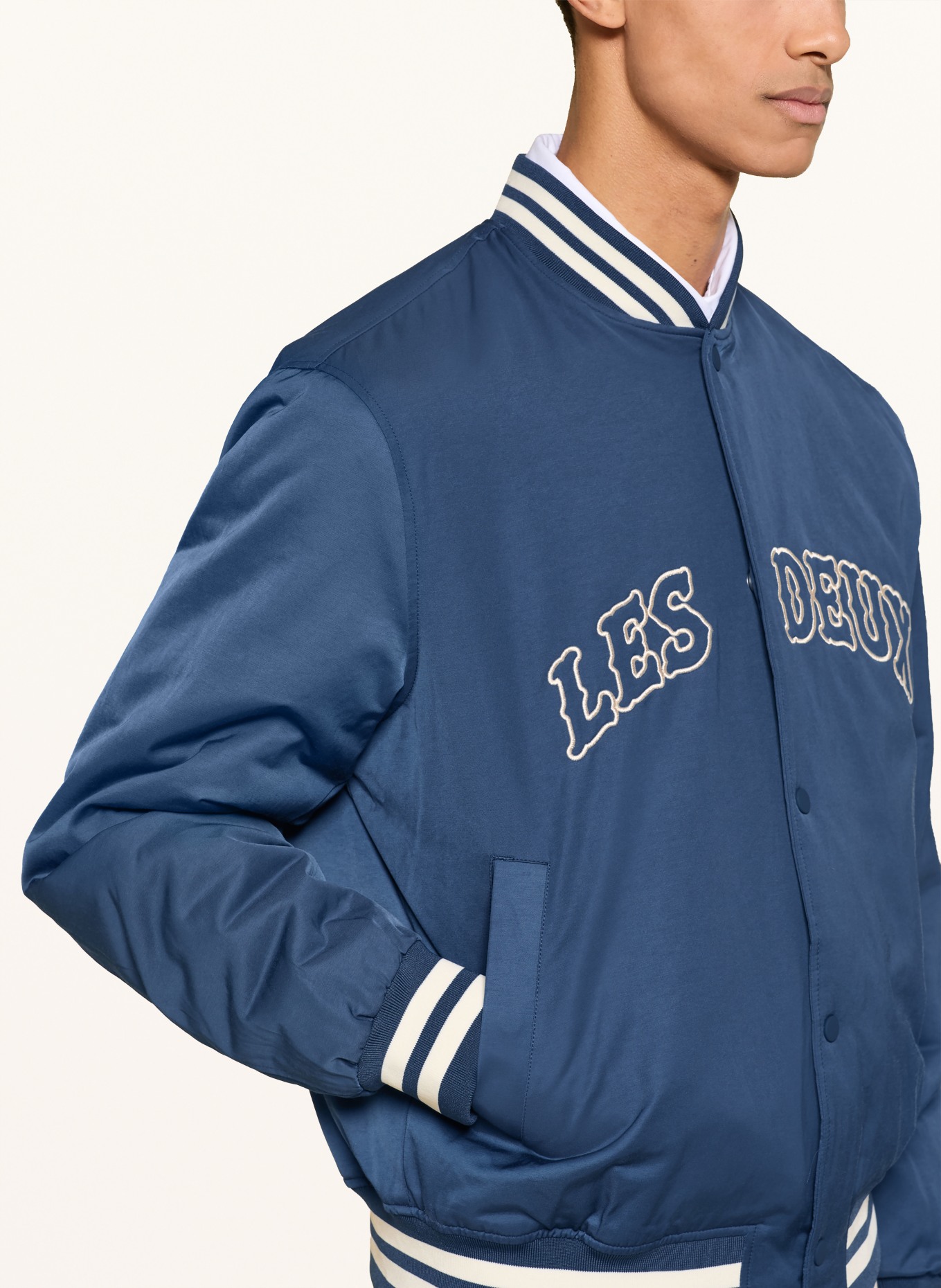 LES DEUX Blouson VARSITY: DUNKELBLAU / WEISS
