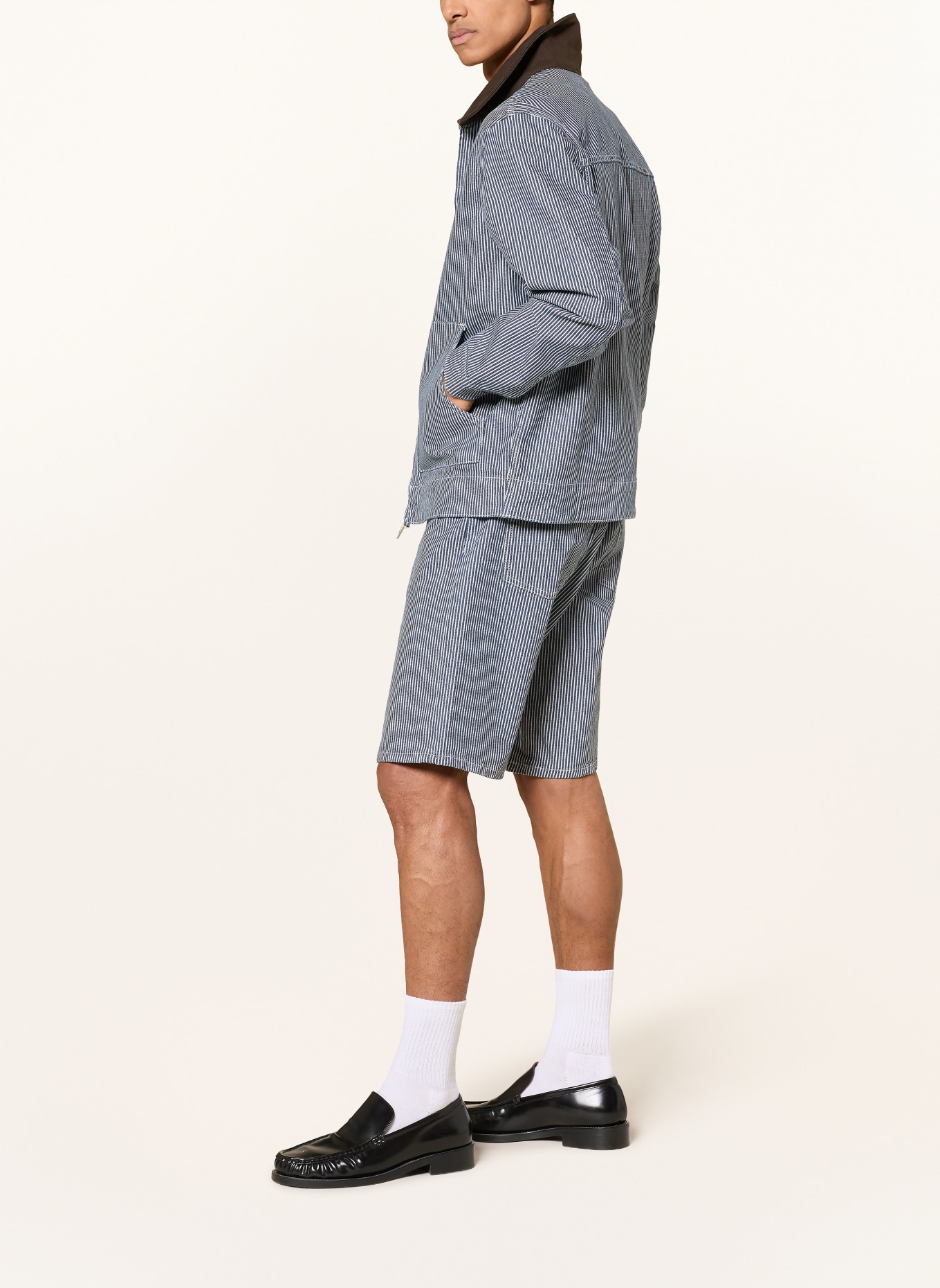 LES DEUX Short RYDER coupe ample: BLEU FONCÉ / BLANC