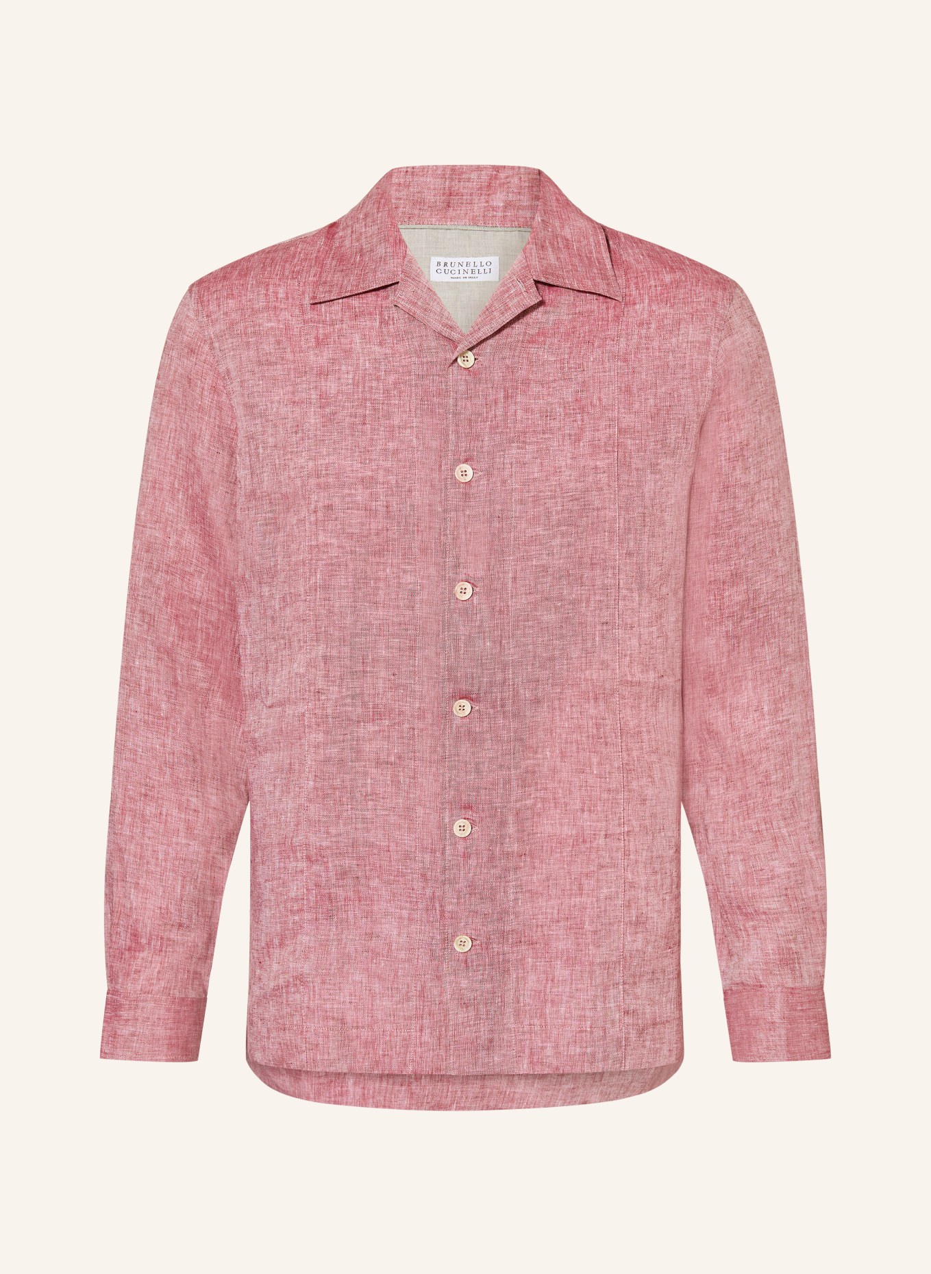 BRUNELLO CUCINELLI Comfort Fit linen shirt: RED / WHITE