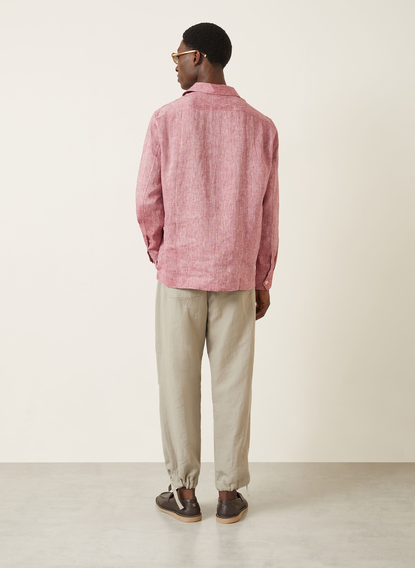 BRUNELLO CUCINELLI Comfort Fit linen shirt: RED / WHITE