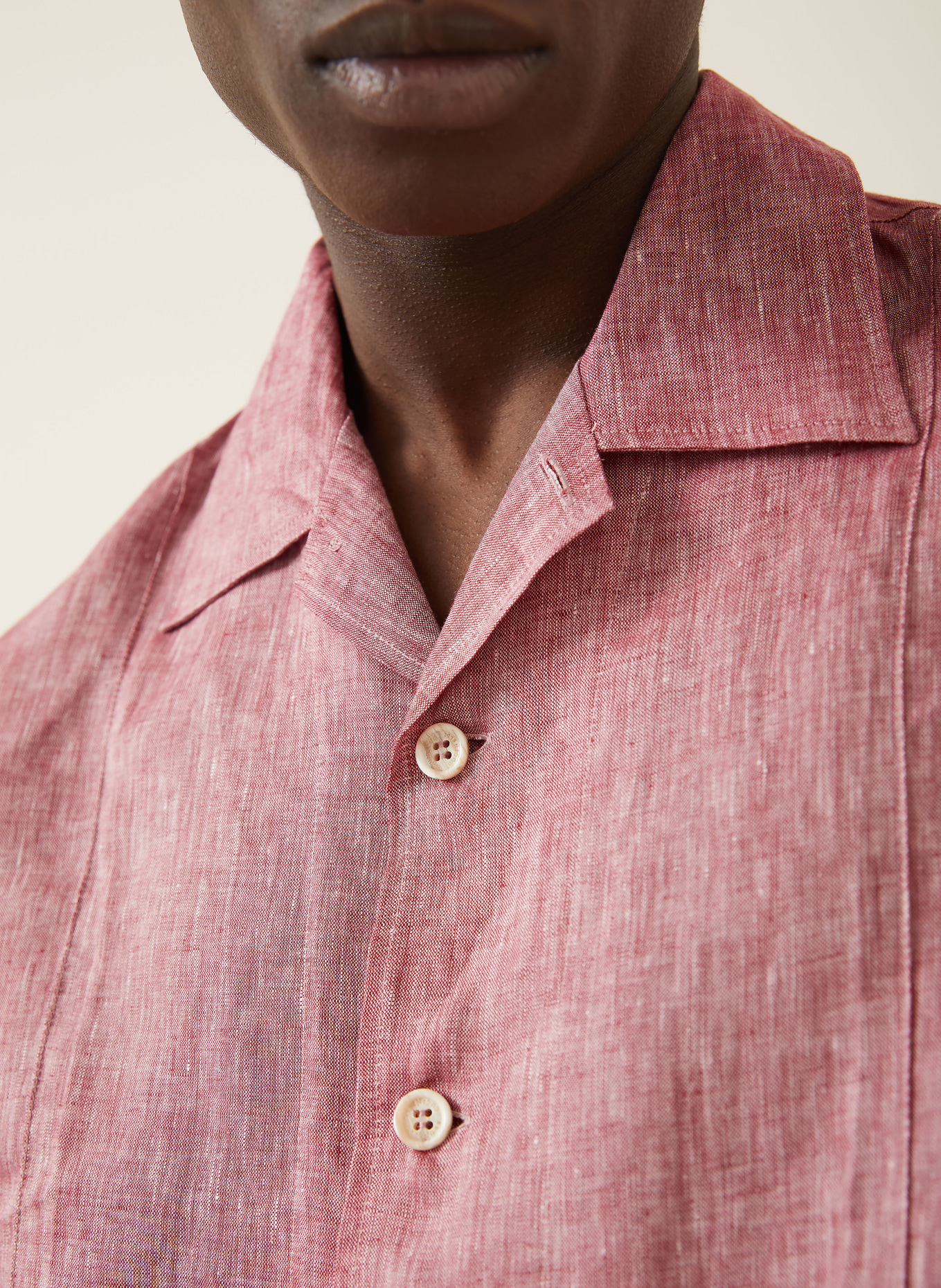 BRUNELLO CUCINELLI Comfort Fit linen shirt: RED / WHITE