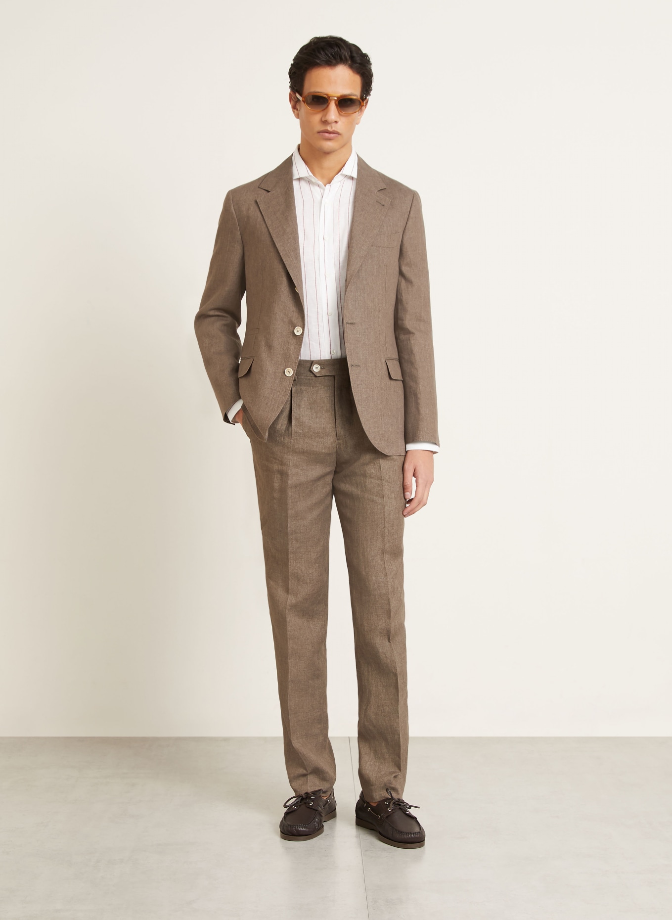 BRUNELLO CUCINELLI Kostuumbroek Extra Slim Fit van linnen: C089 NOCCIOLA