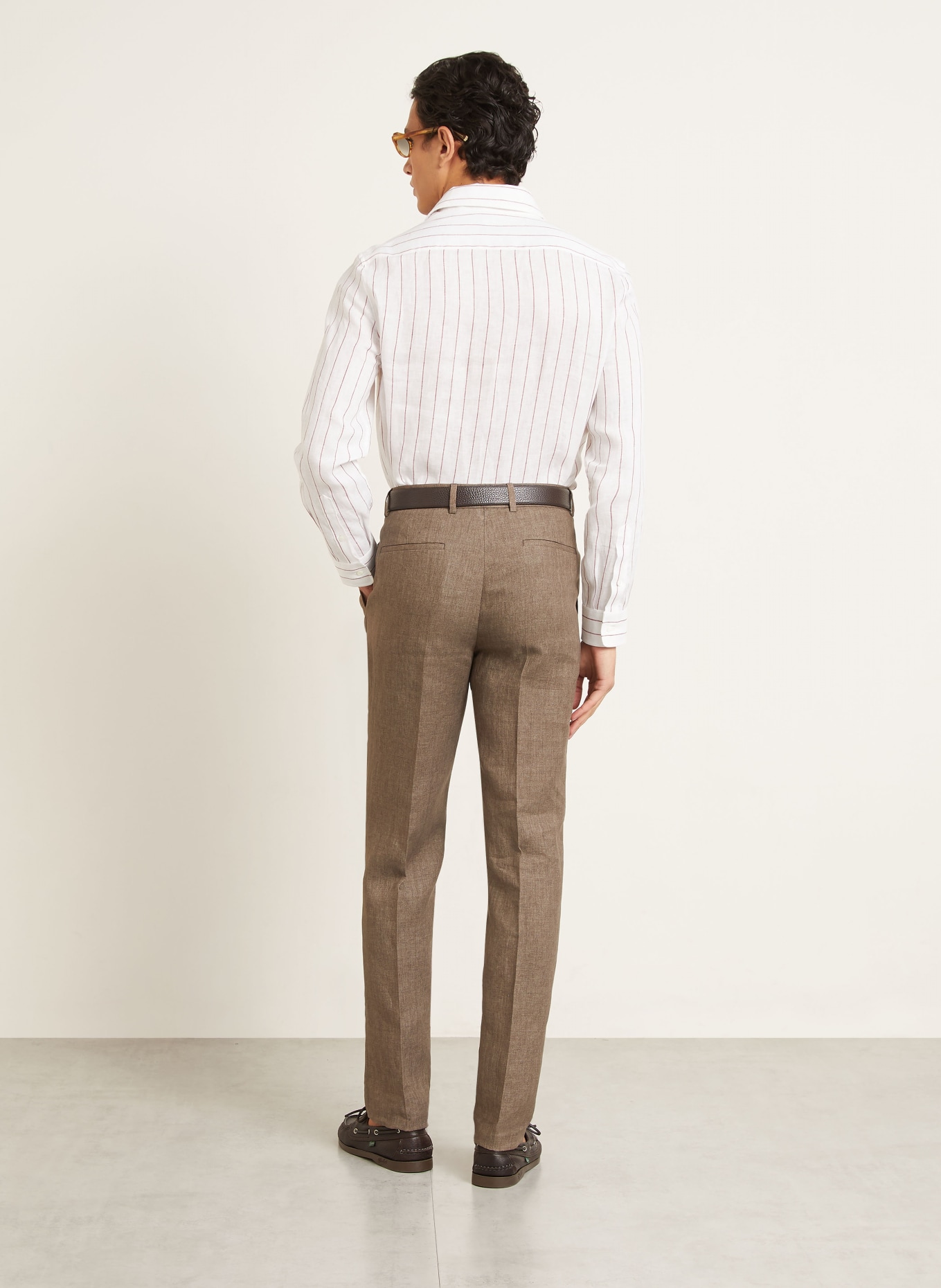 BRUNELLO CUCINELLI Kostuumbroek Extra Slim Fit van linnen: C089 NOCCIOLA