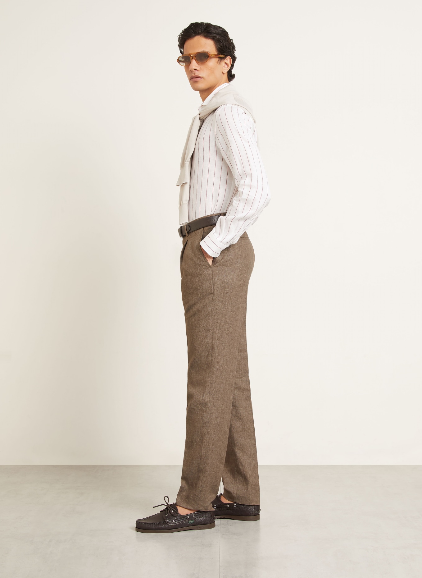 BRUNELLO CUCINELLI Kostuumbroek Extra Slim Fit van linnen: C089 NOCCIOLA