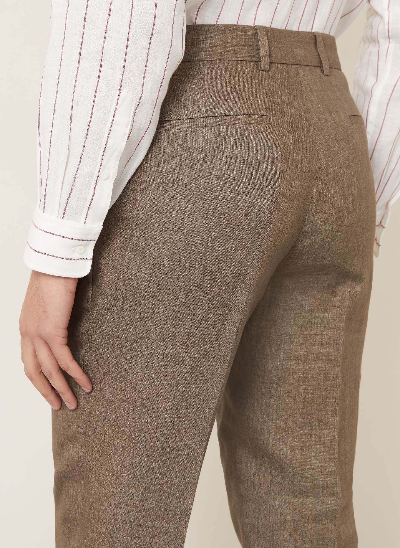 BRUNELLO CUCINELLI Kostuumbroek Extra Slim Fit van linnen: C089 NOCCIOLA