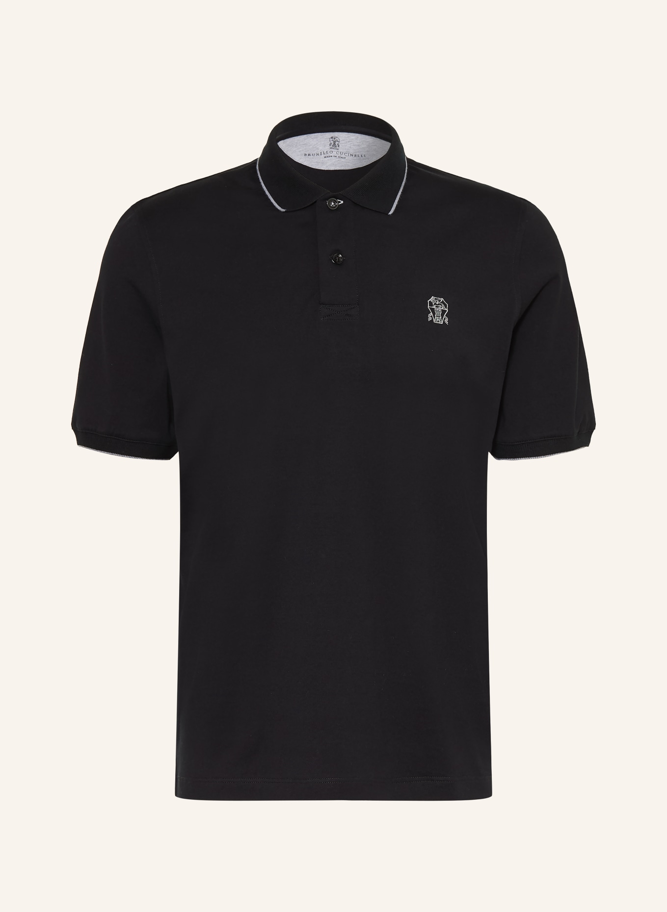 BRUNELLO CUCINELLI Jersey-Poloshirt: SCHWARZ / GRAU