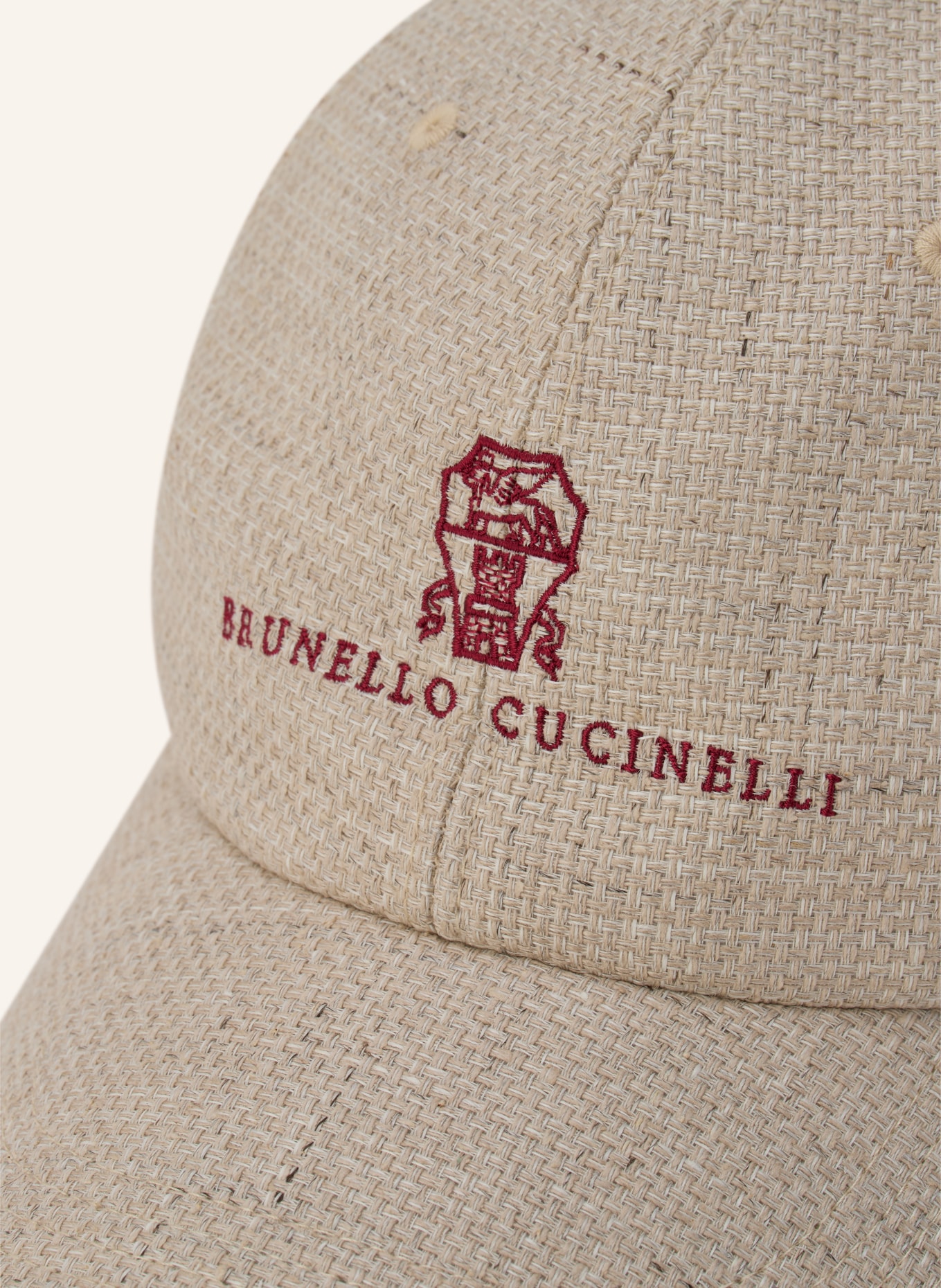 BRUNELLO CUCINELLI Pet met zijde en linnen: BEIGE / DONKERROOD