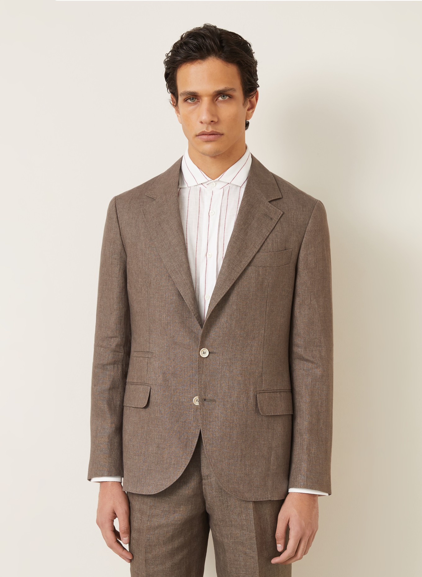 BRUNELLO CUCINELLI Extra slim fit colbert van linnen: C089 NOCCIOLA