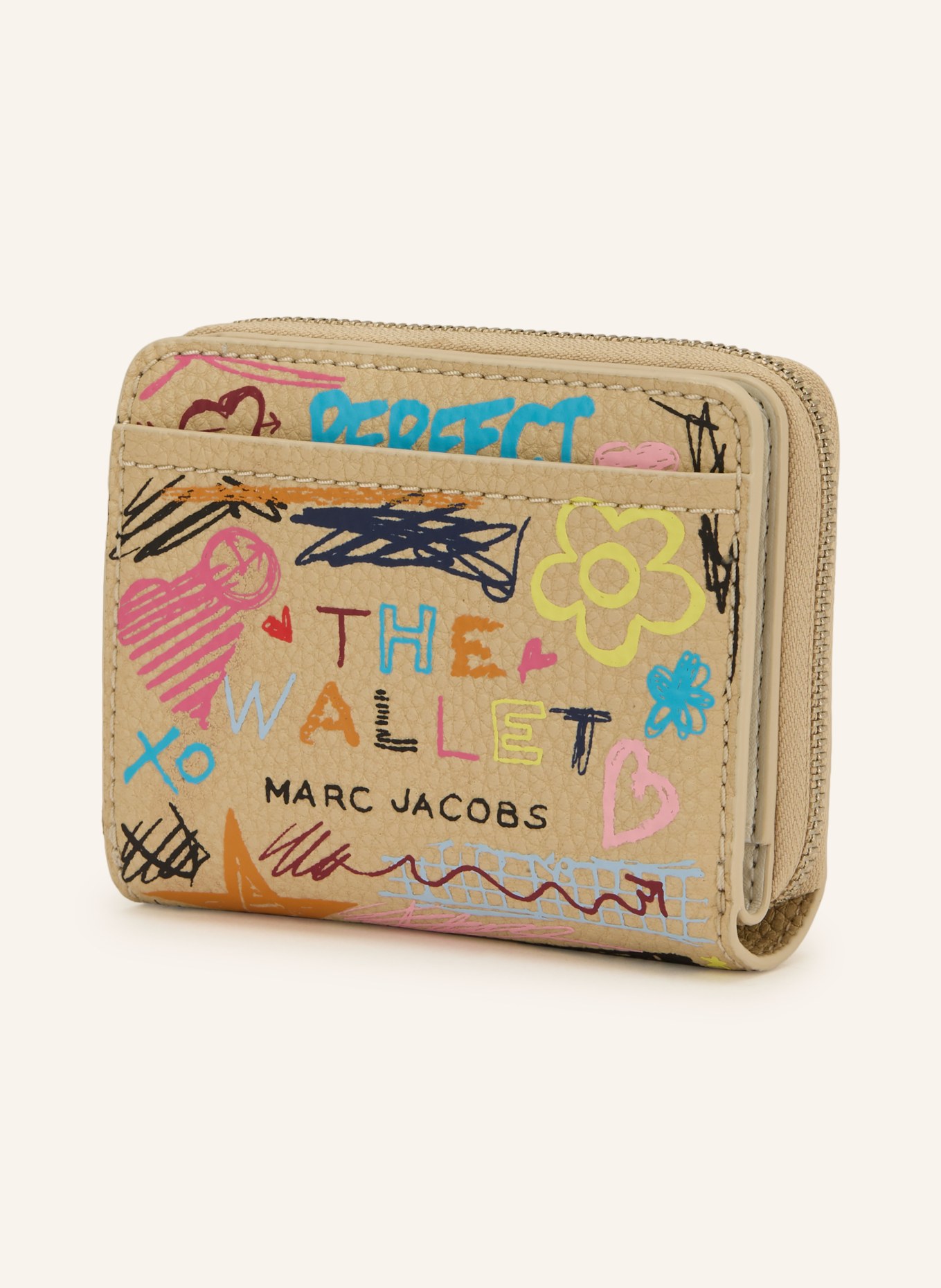 MARC JACOBS Peněženka THE MINI COMPACT WALLET: BÉŽOVÁ / RŮŽOVÁ / ŽLUTÁ