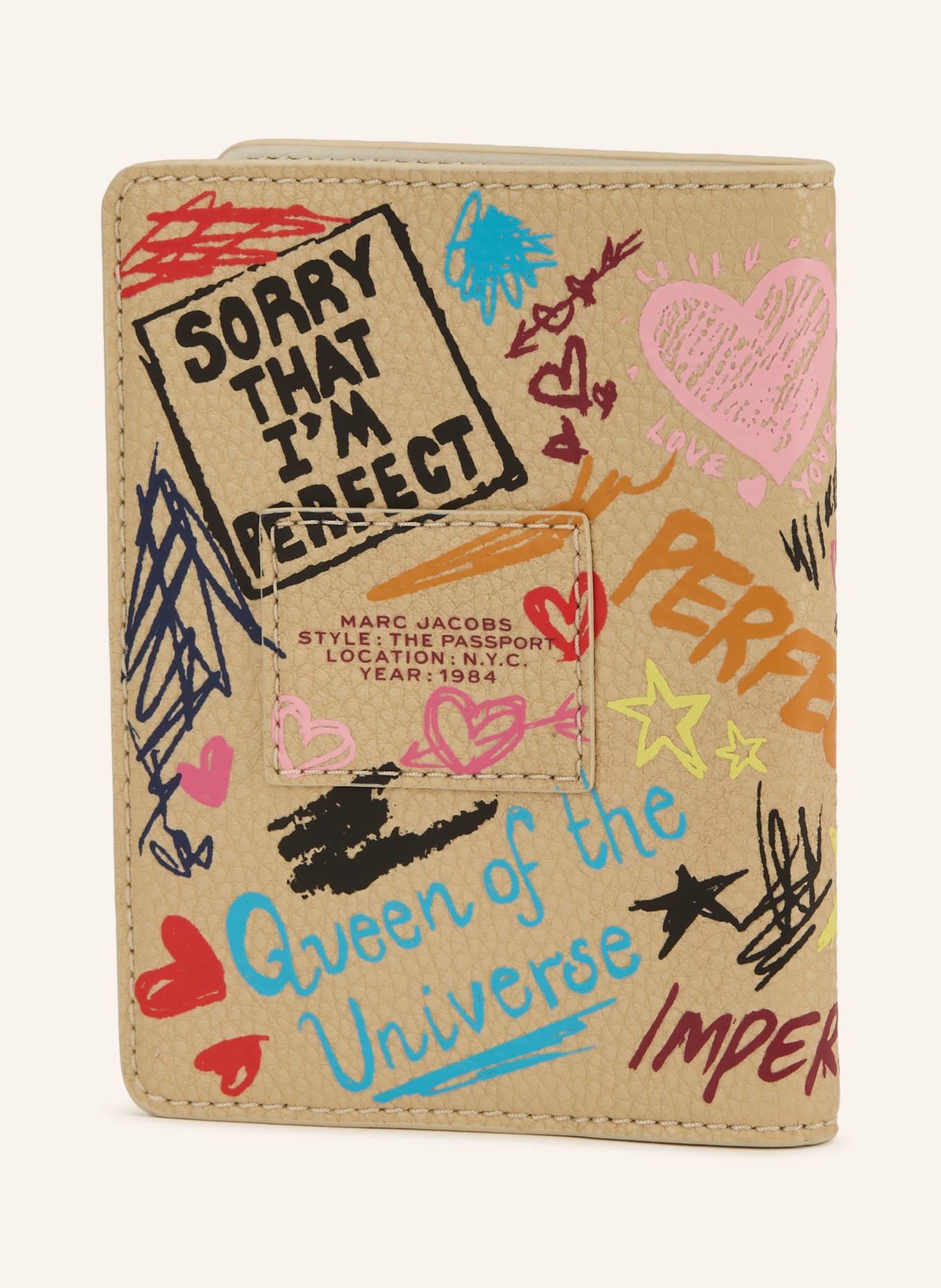 MARC JACOBS Passport Case THE PASSPORT CASE: BEIGE / PINK / LIGHT BLUE