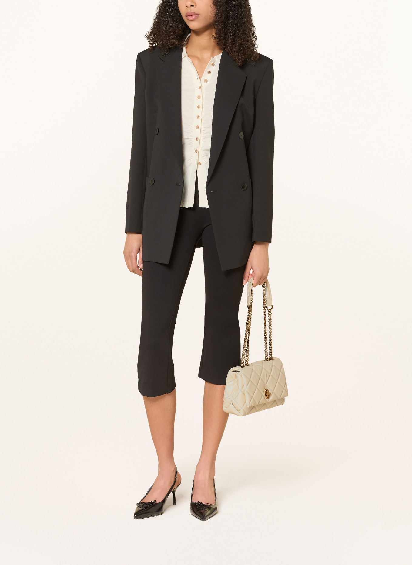 MARC JACOBS THE SLIM DUAL CHAIN QUILTED shoulder bag: CREAM / GOLD