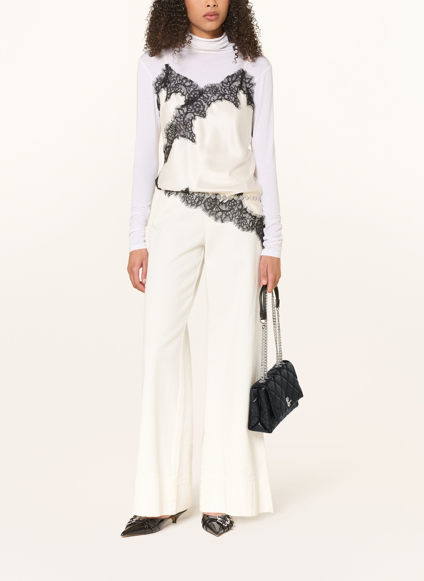 MARC JACOBS THE SLIM DUAL CHAIN QUILTED shoulder bag: BLACK / SILVER