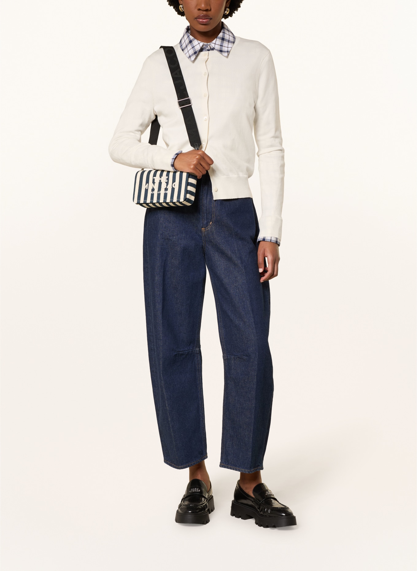 MARC JACOBS Schoudertas THE MINI BAG: DONKERBLAUW / ECRU / ZWART