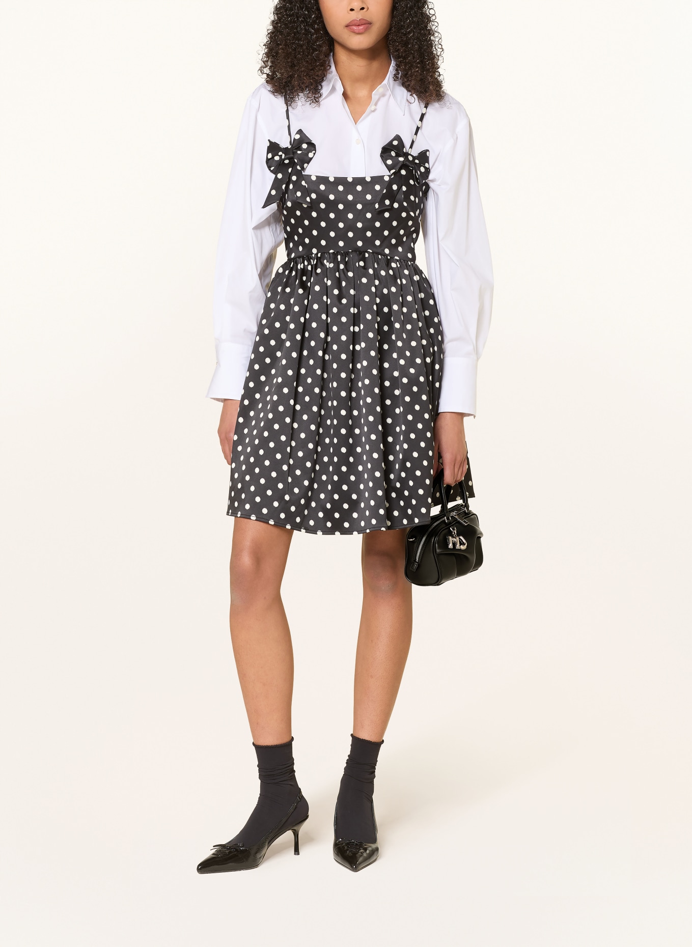 MARC JACOBS THE MICRO BAULETTO WAVE MINI handbag: BLACK / SILVER