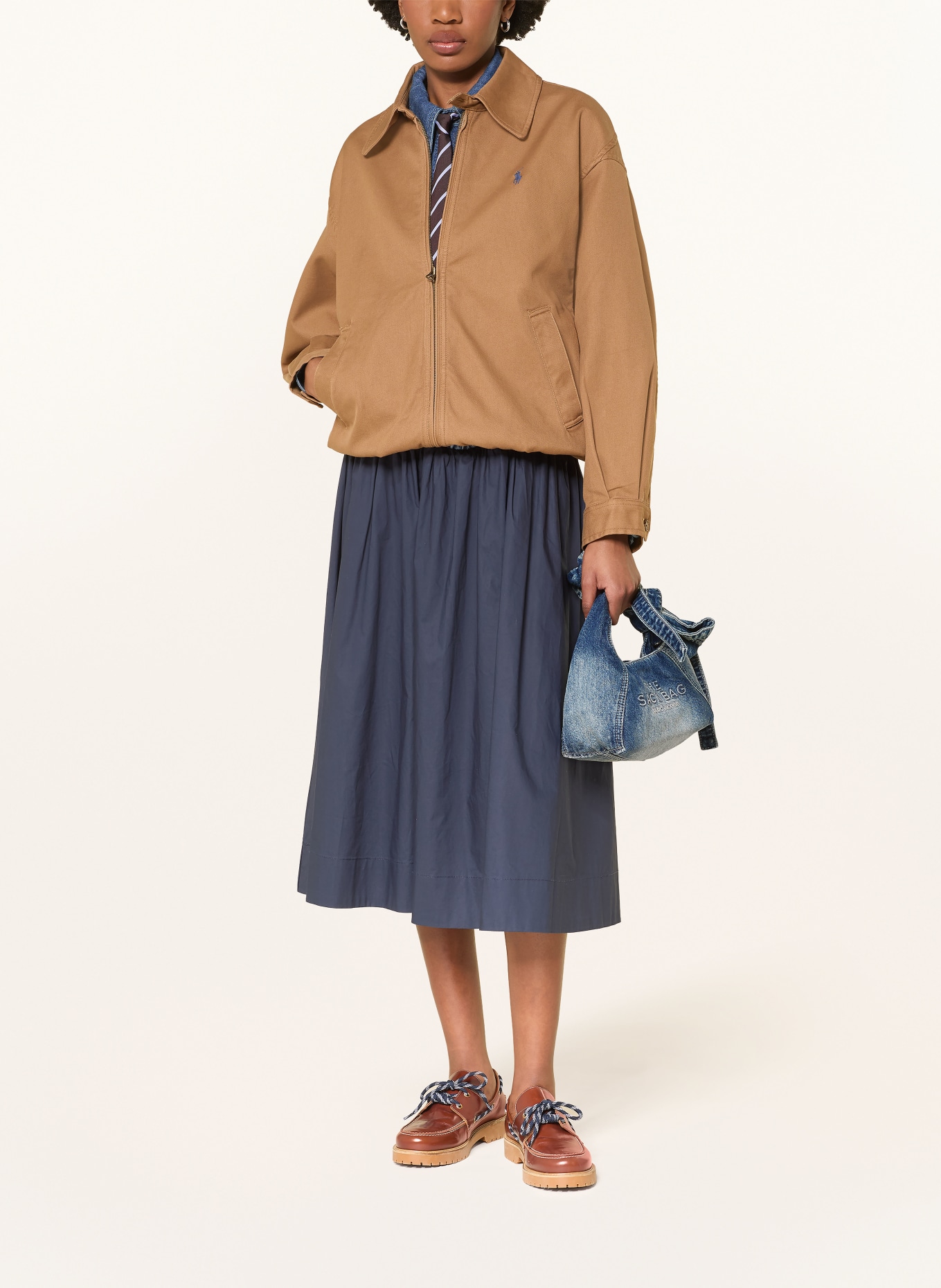 MARC JACOBS THE BOW DENIM MINI SACK BAG handbag with pouch: BLUE