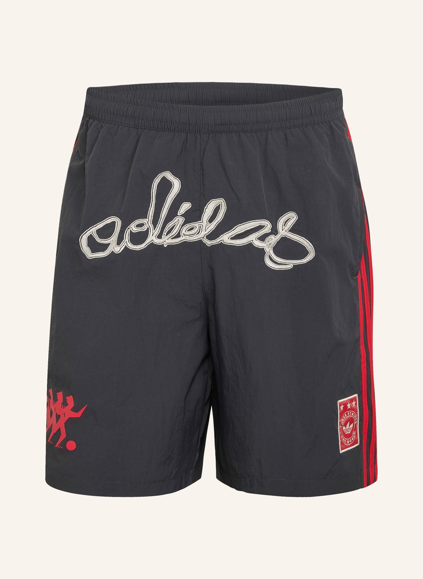 adidas Originals Short ORIGINALS ONE WORLD GRAPHIC: GRIS FONCÉ / ROUGE