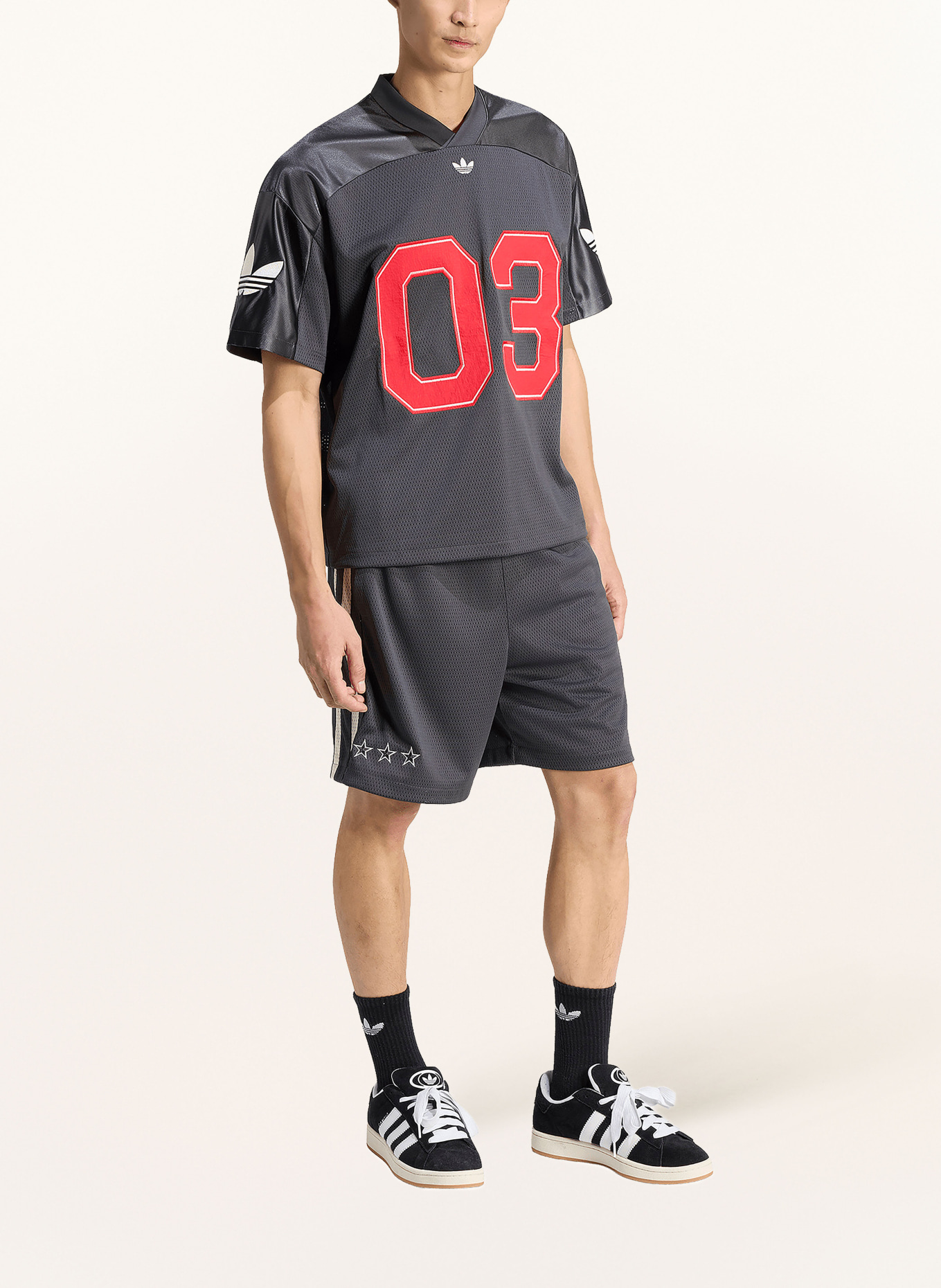 adidas Originals T-shirt ORIGINALS VOETBALSHIRT: DONKERGRIJS / ROOD / WIT