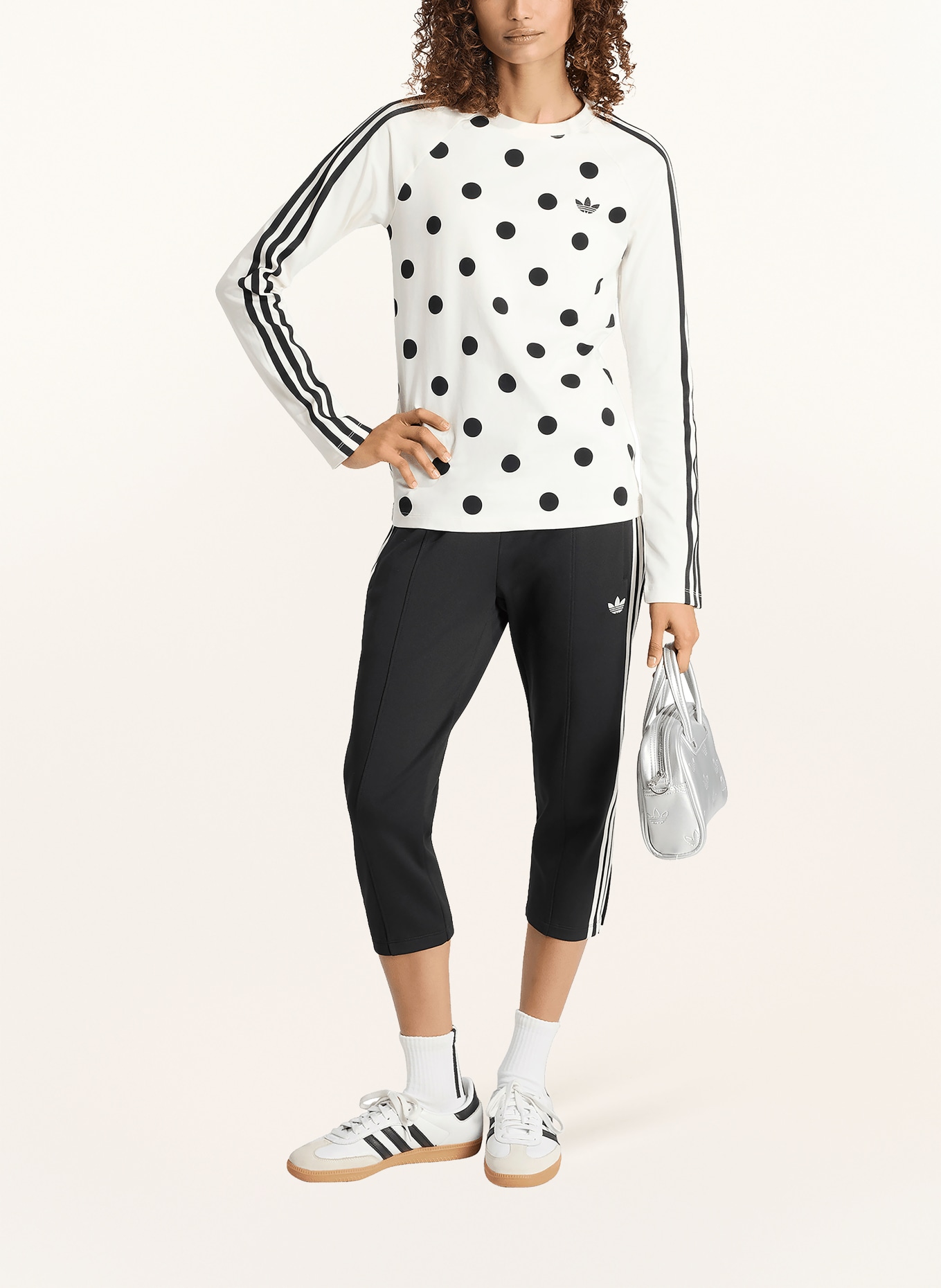 adidas Originals T-shirt met lange mouwen POLKA DOTS SLIM: WIT / ZWART