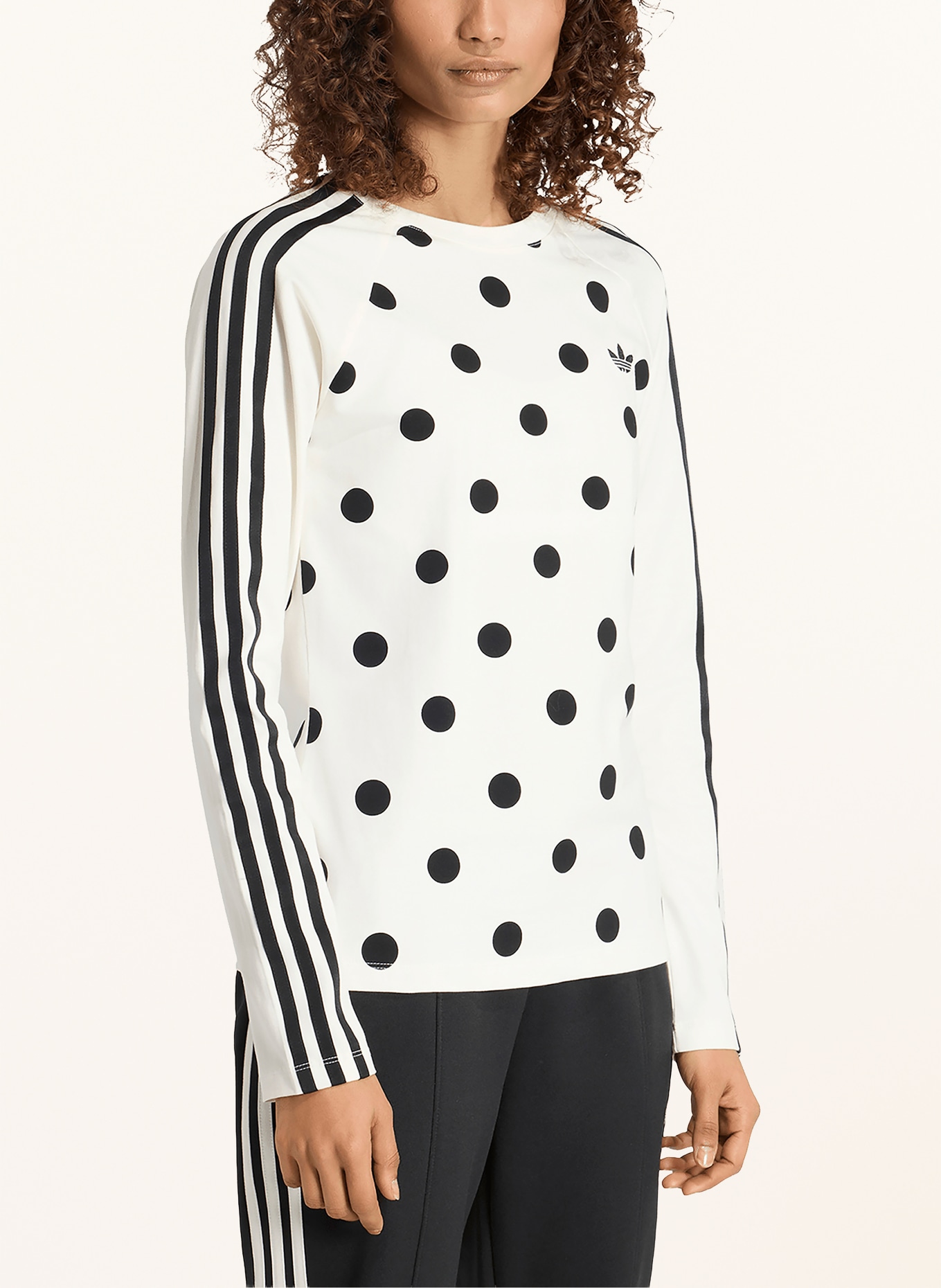 adidas Originals T-shirt met lange mouwen POLKA DOTS SLIM: WIT / ZWART