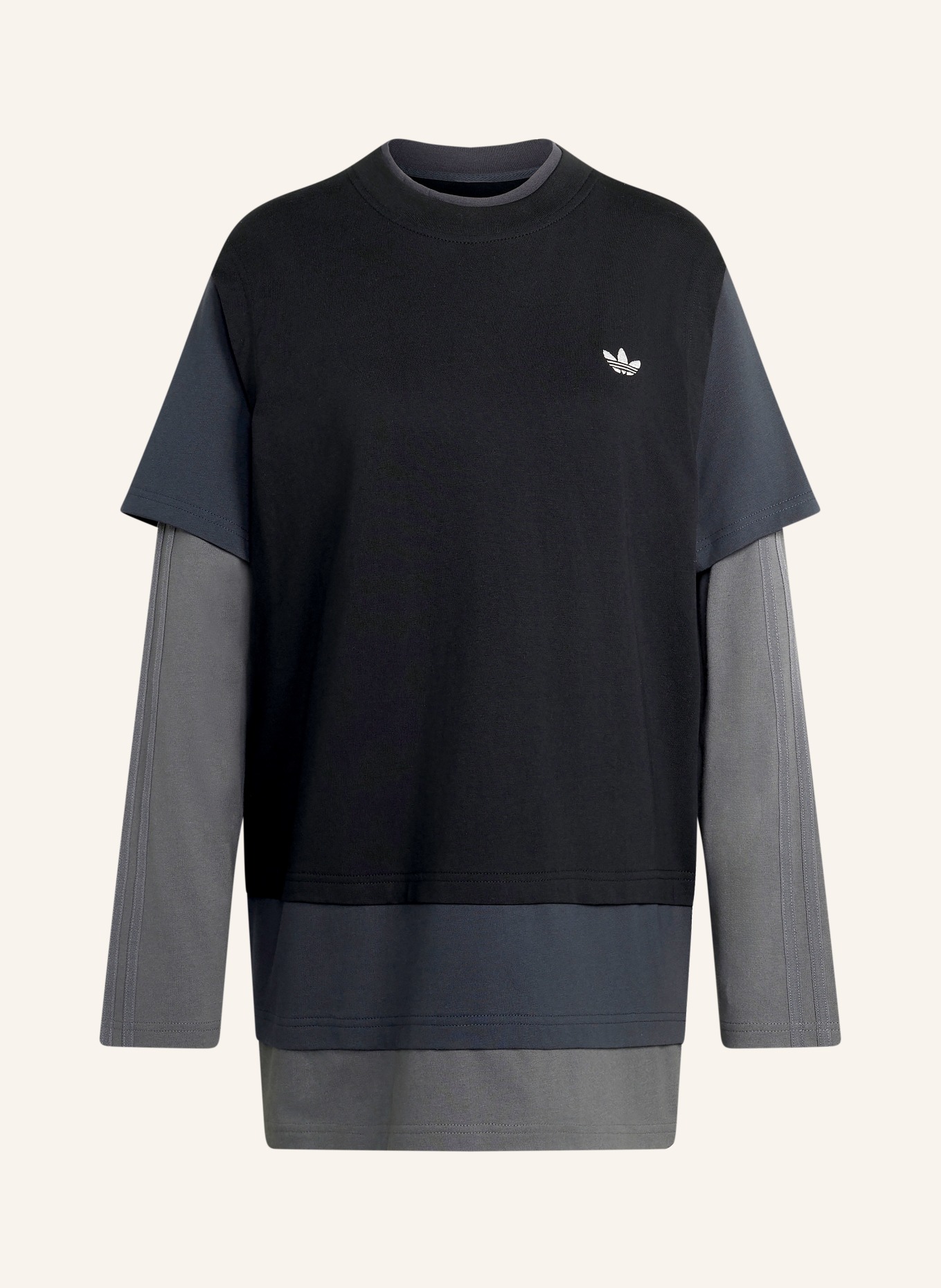 adidas Originals T-shirt met lange mouwen LOOSE LAYERED LONG SLEEVE: ZWART / DONKERGRIJS