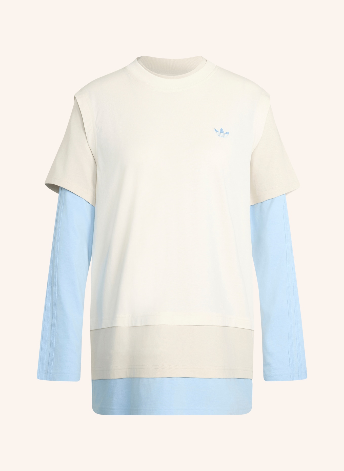 adidas Originals T-shirt met lange mouwen LOOSE LAYERED LONG SLEEVE: ECRU / BEIGE / LICHTBLAUW