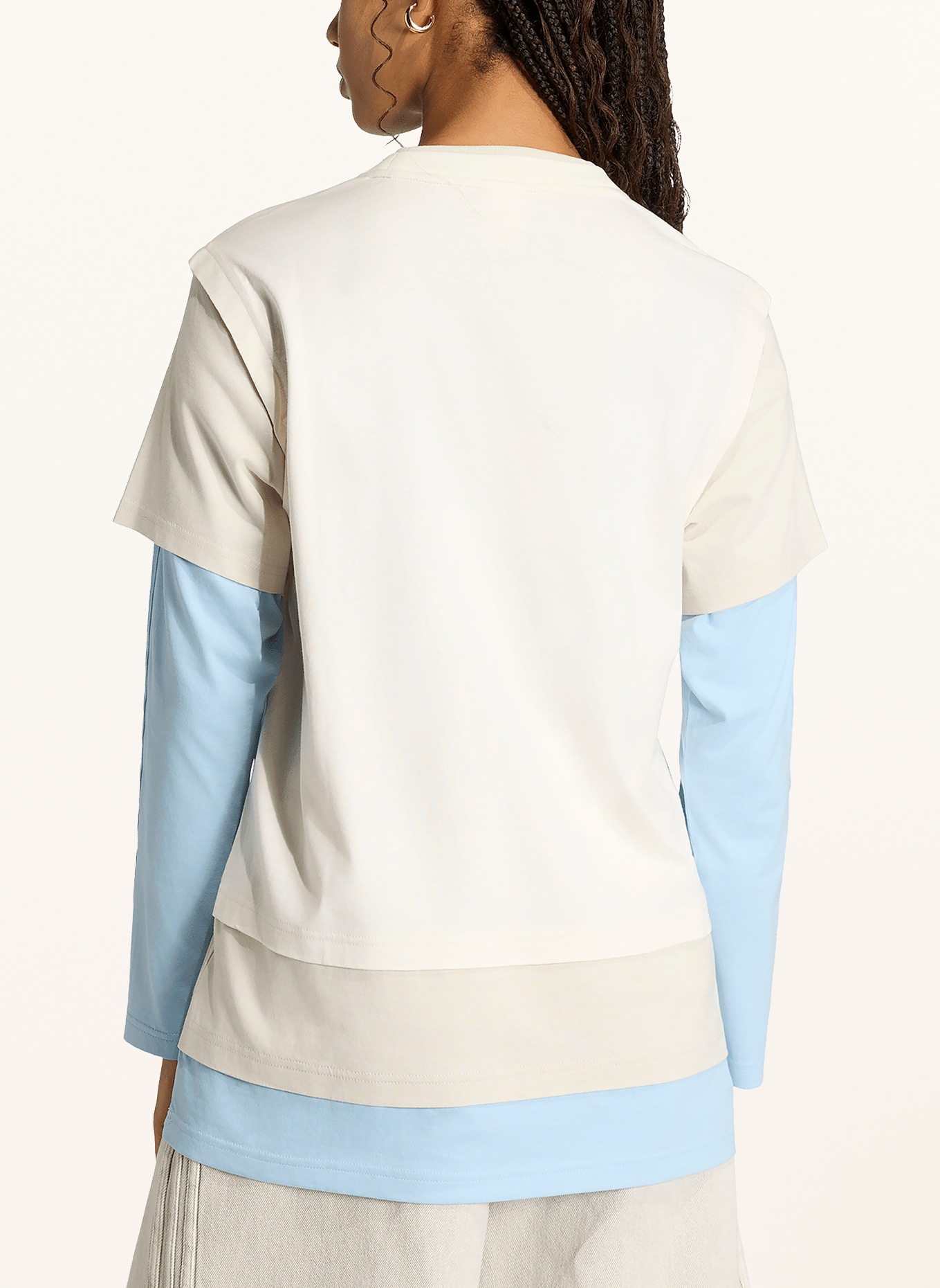 adidas Originals T-shirt met lange mouwen LOOSE LAYERED LONG SLEEVE: ECRU / BEIGE / LICHTBLAUW